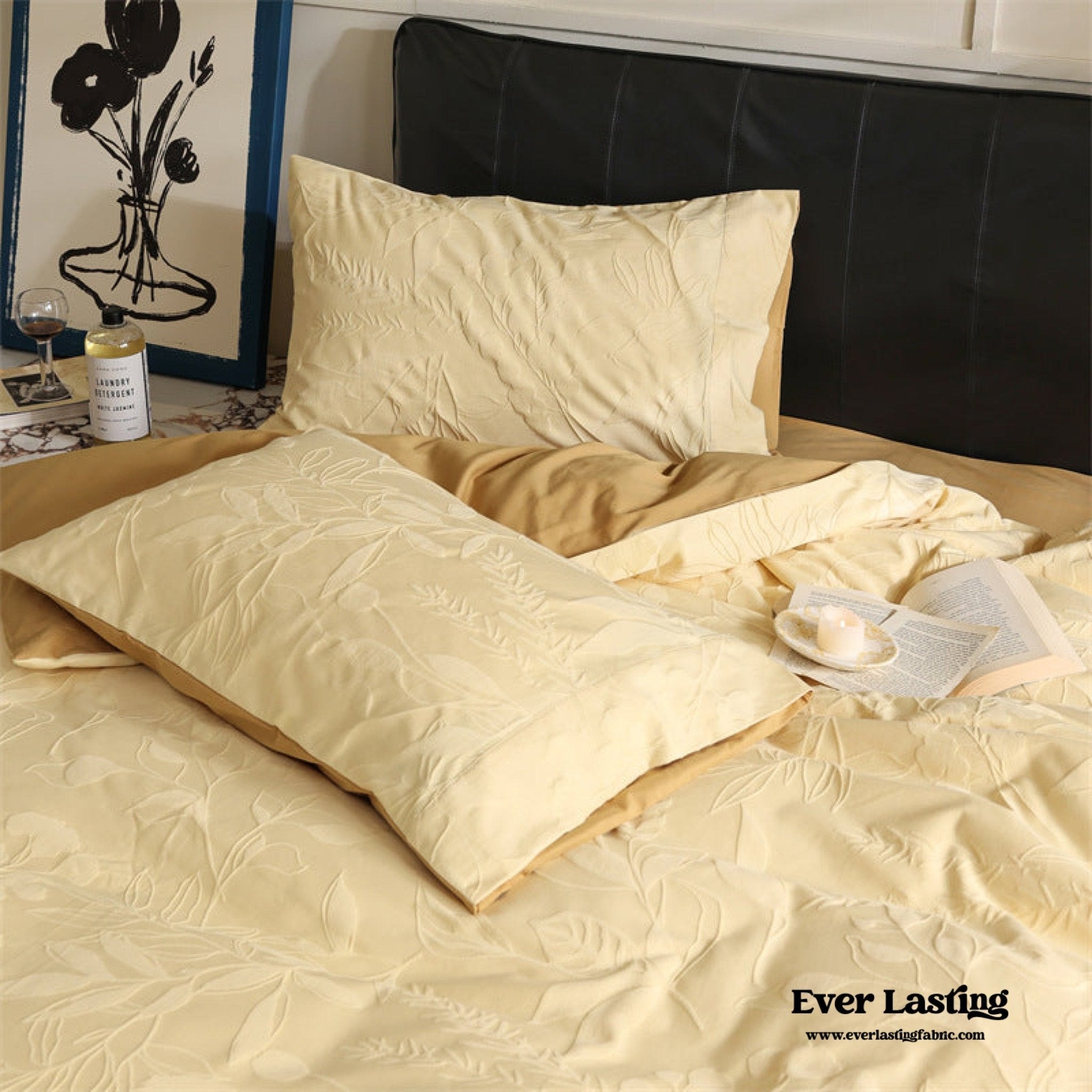 Hidden Garden Jacquard Floral Bedding Set / Moss Green - Ever Lasting