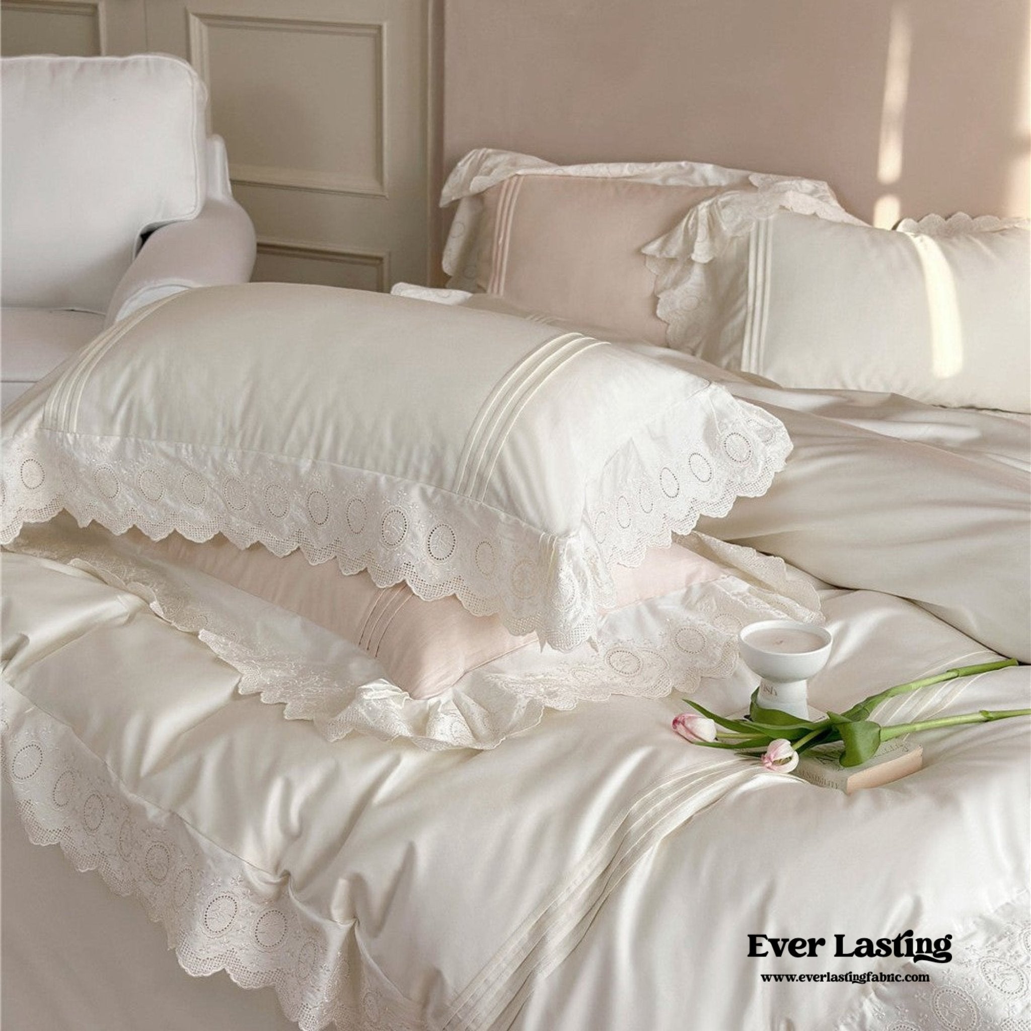 Isabelle Silky Cottage Ruffled Bedding Bundle - Ever Lasting