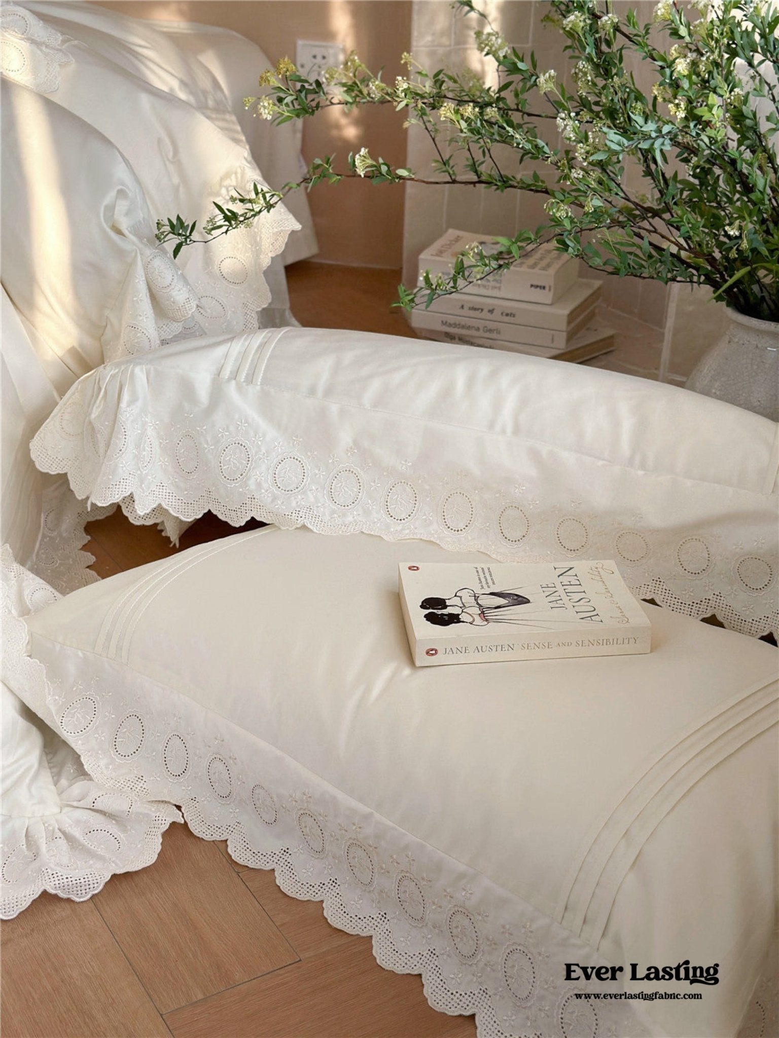 Isabelle Silky Cottage Ruffled Bedding Bundle - Ever Lasting