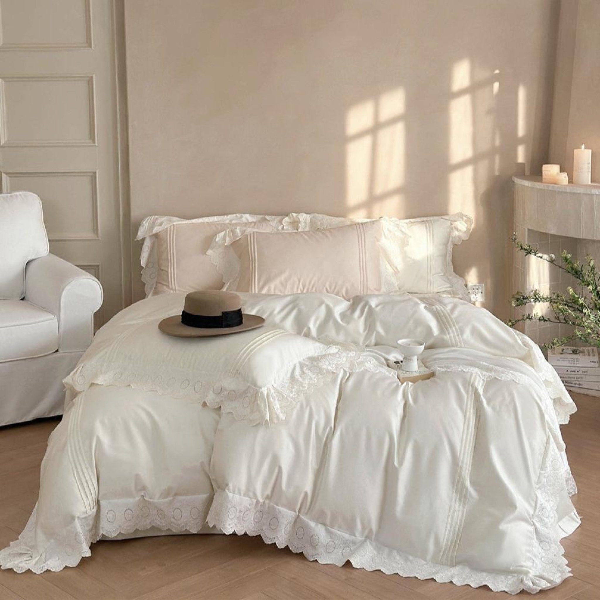 Isabelle Silky Cottage Ruffled Bedding Bundle - Ever Lasting