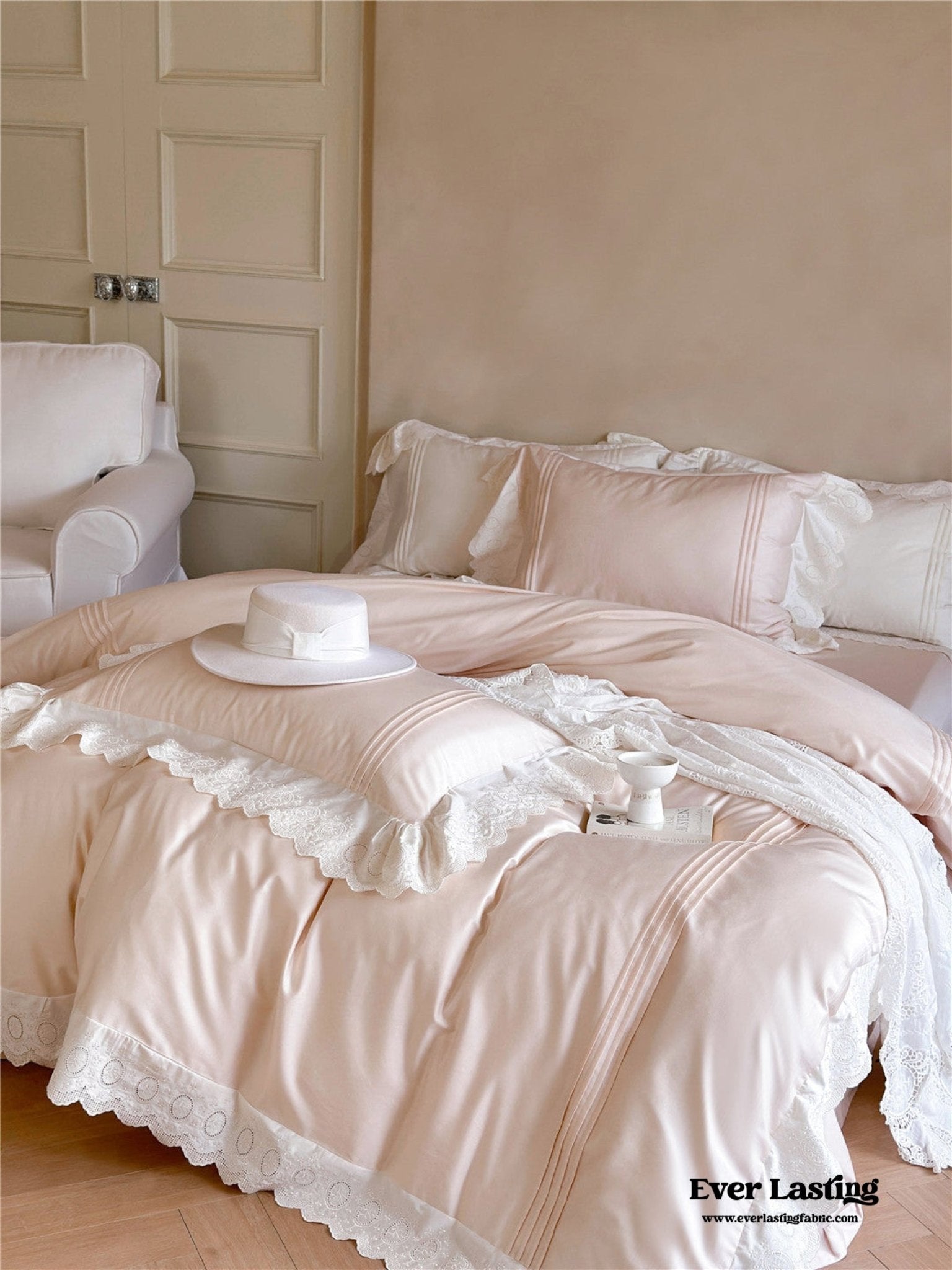 Isabelle Silky Cottage Ruffled Bedding Bundle - Ever Lasting