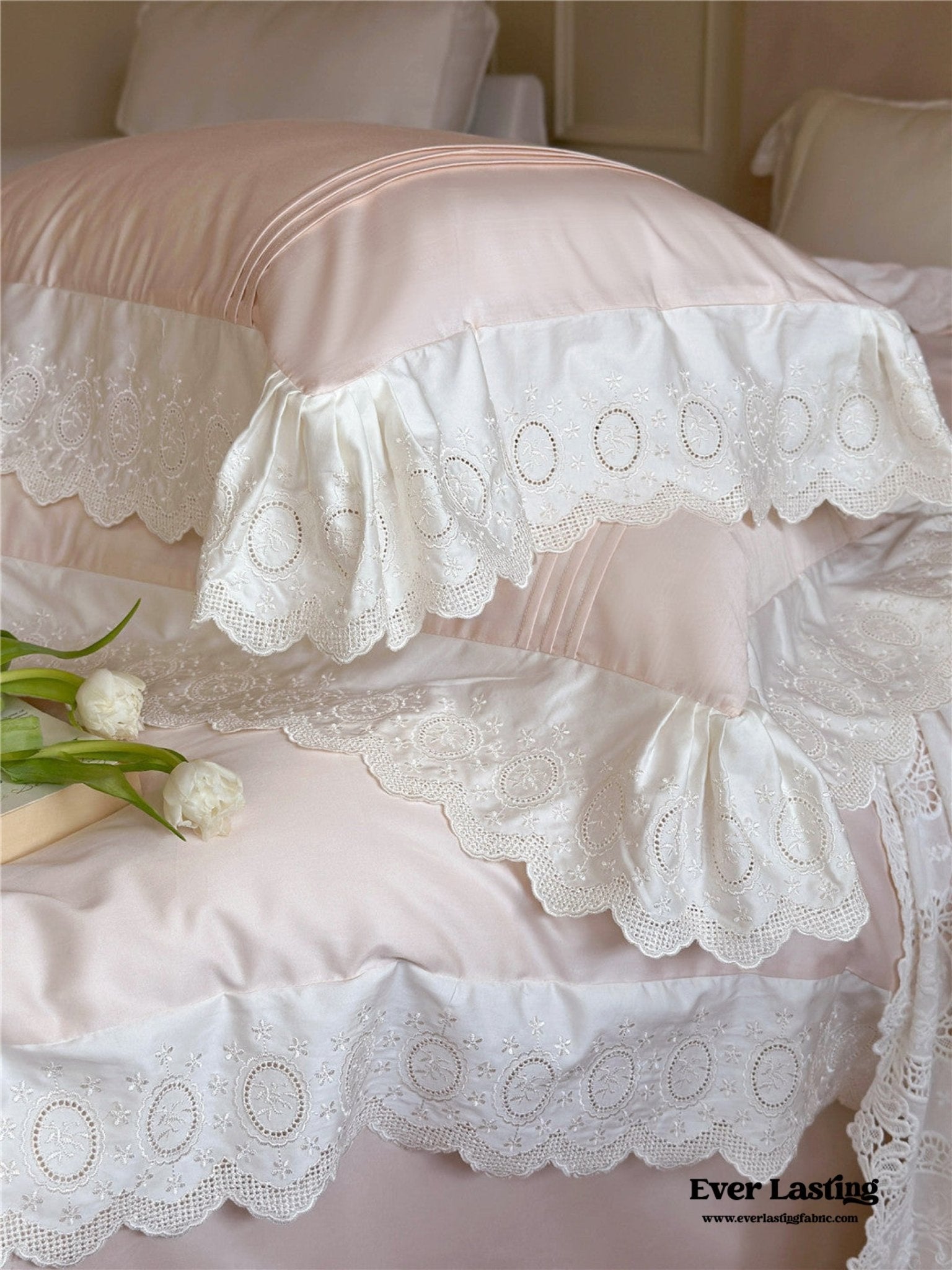 Isabelle Silky Cottage Ruffled Bedding Bundle - Ever Lasting