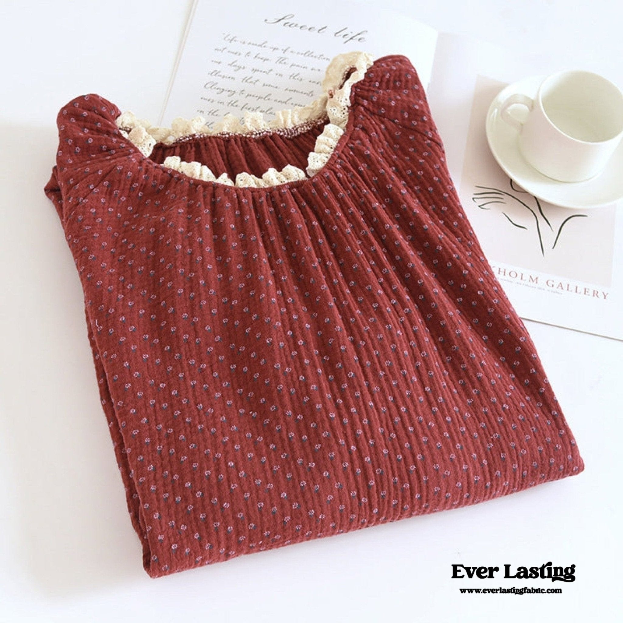 Ivy Red Floral Ruffled Pajama Set / Dress - Ever Lasting