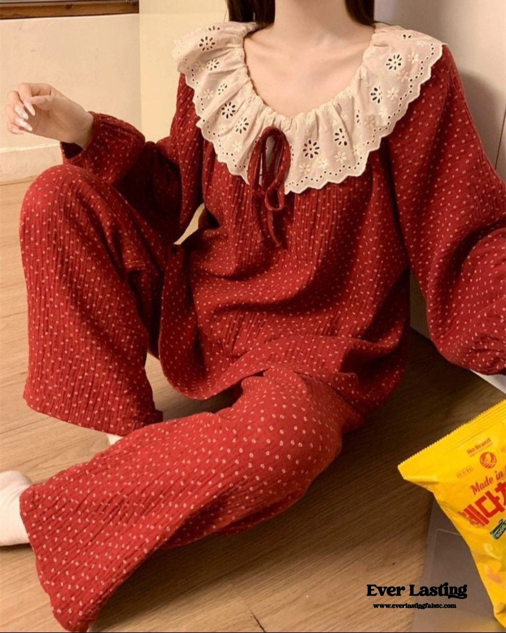 Ivy Red Floral Ruffled Pajama Set / Dress - Ever Lasting