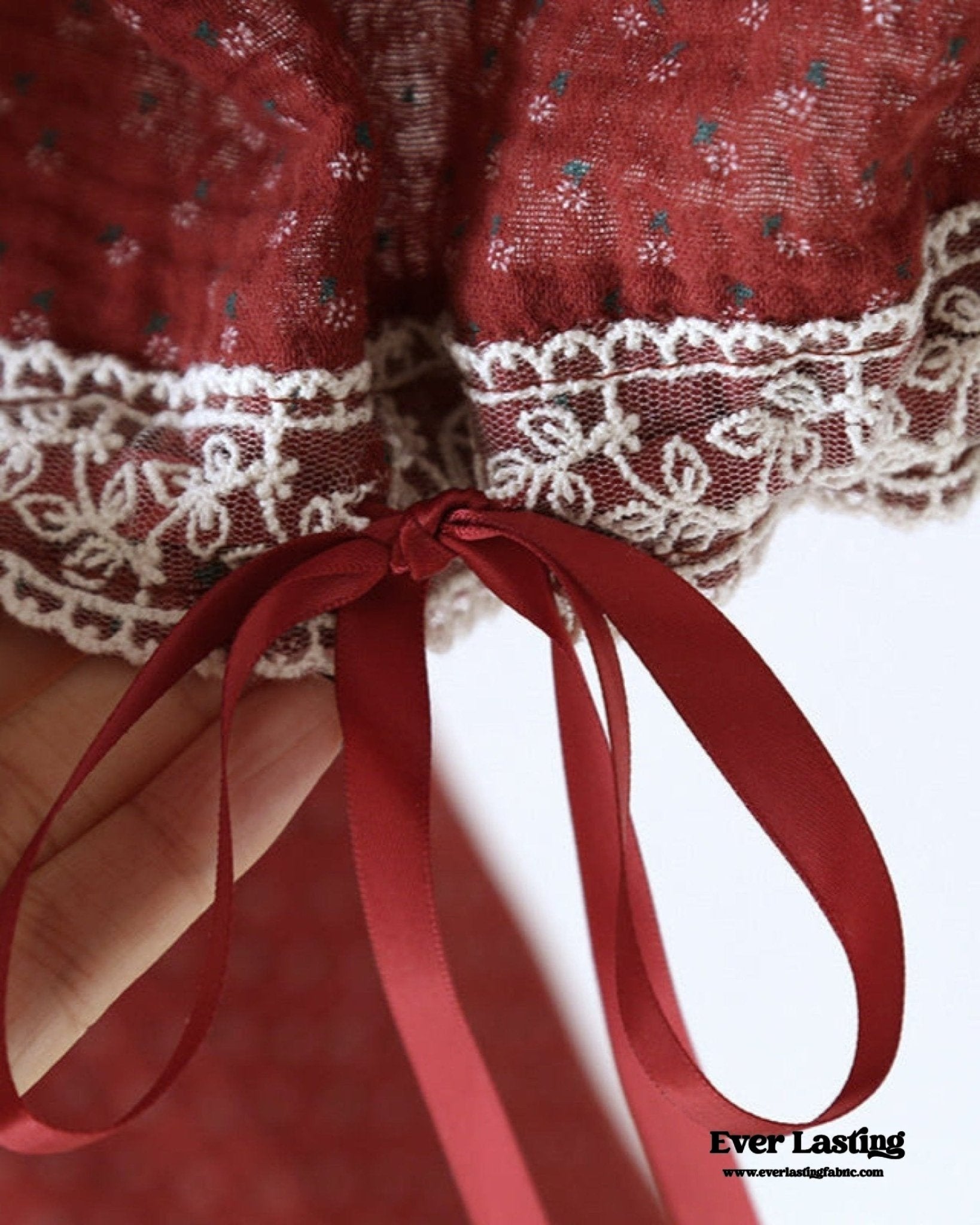 Ivy Red Floral Ruffled Pajama Set / Pullover - Ever Lasting