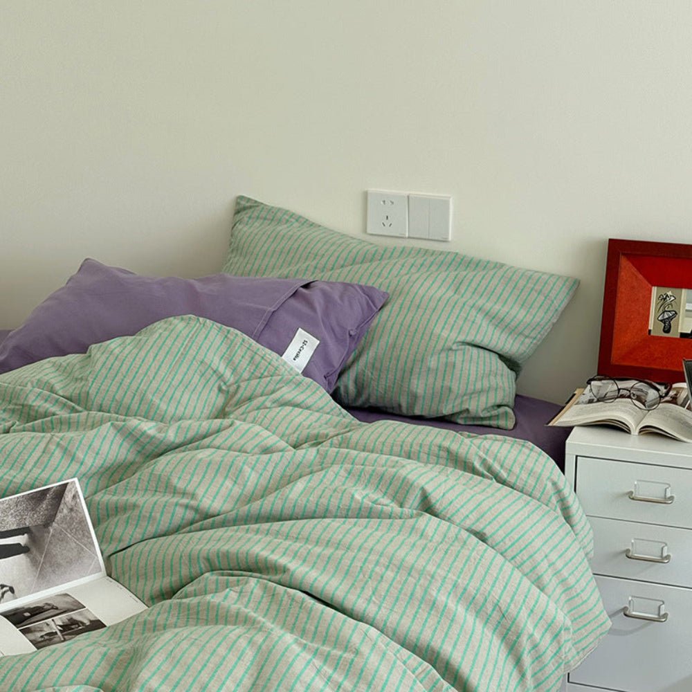 James Striped Bedding Set / Green - Ever Lasting