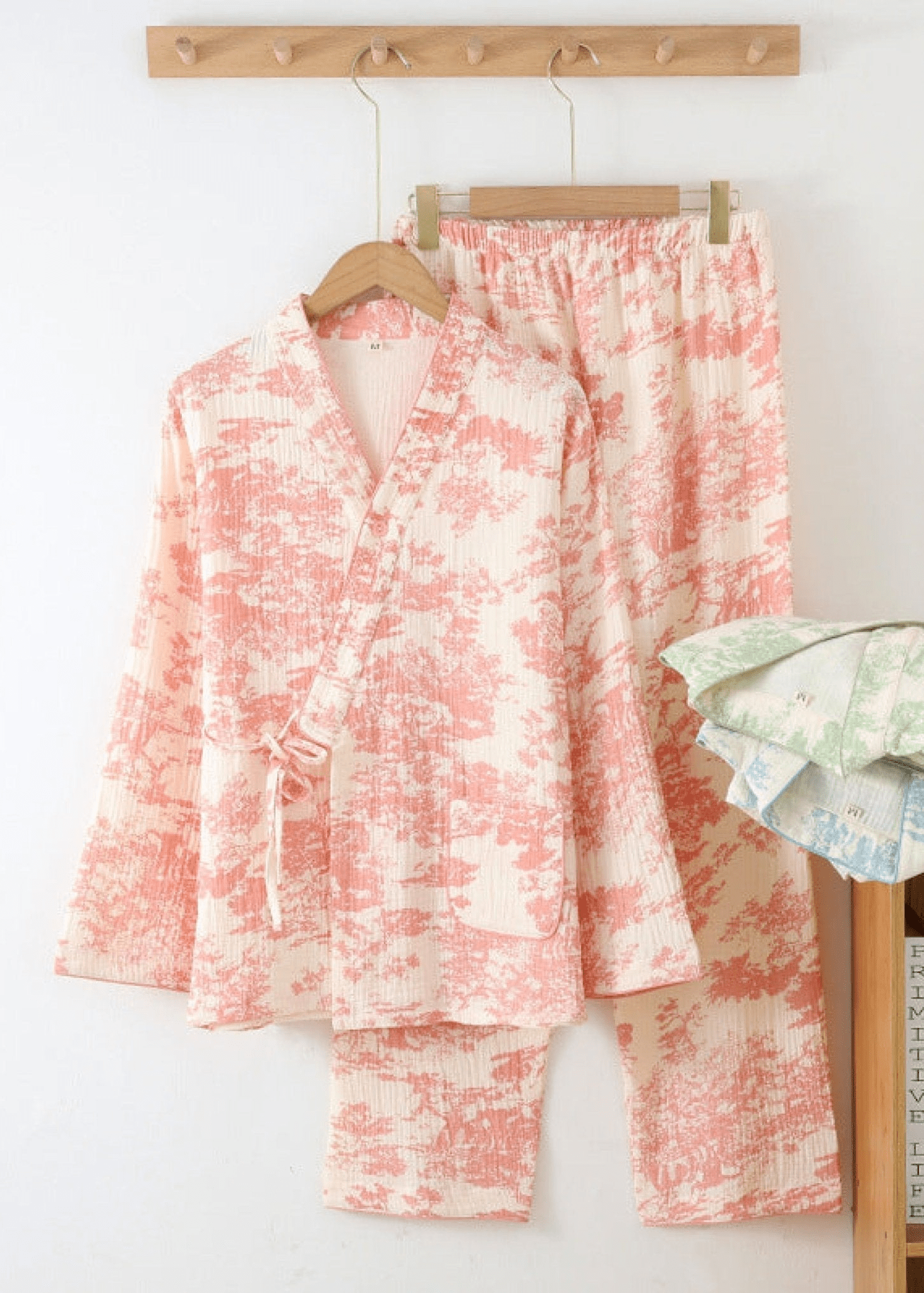 - Ever Lasting - Japanese Kimono Tie Double Gauze Pajama Set / Blue - Pajamas - Ever Lasting