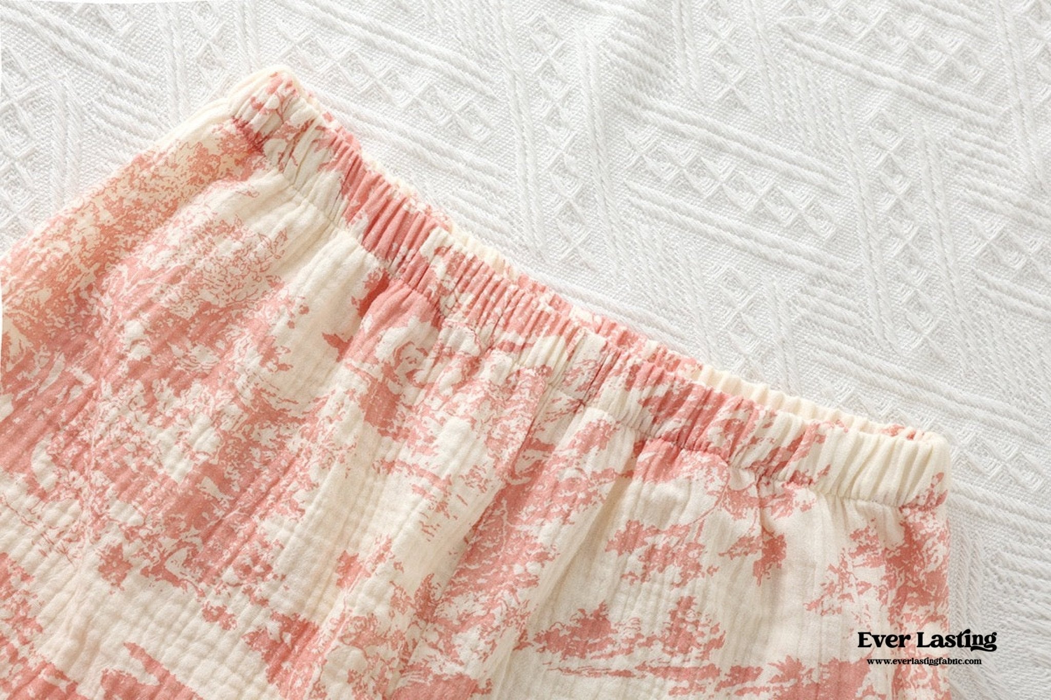 Japanese Kimono Tie Double Gauze Pajama Set / Pink - Ever Lasting