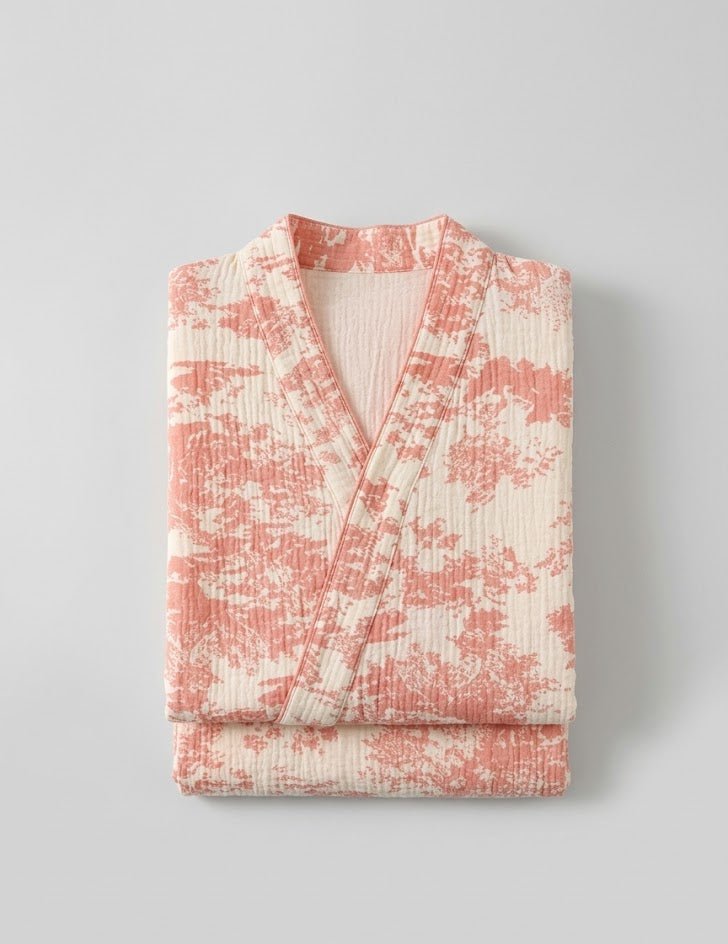 - Ever Lasting - Japanese Kimono Tie Double Gauze Pajama Set / Pink - Pajamas - Ever Lasting