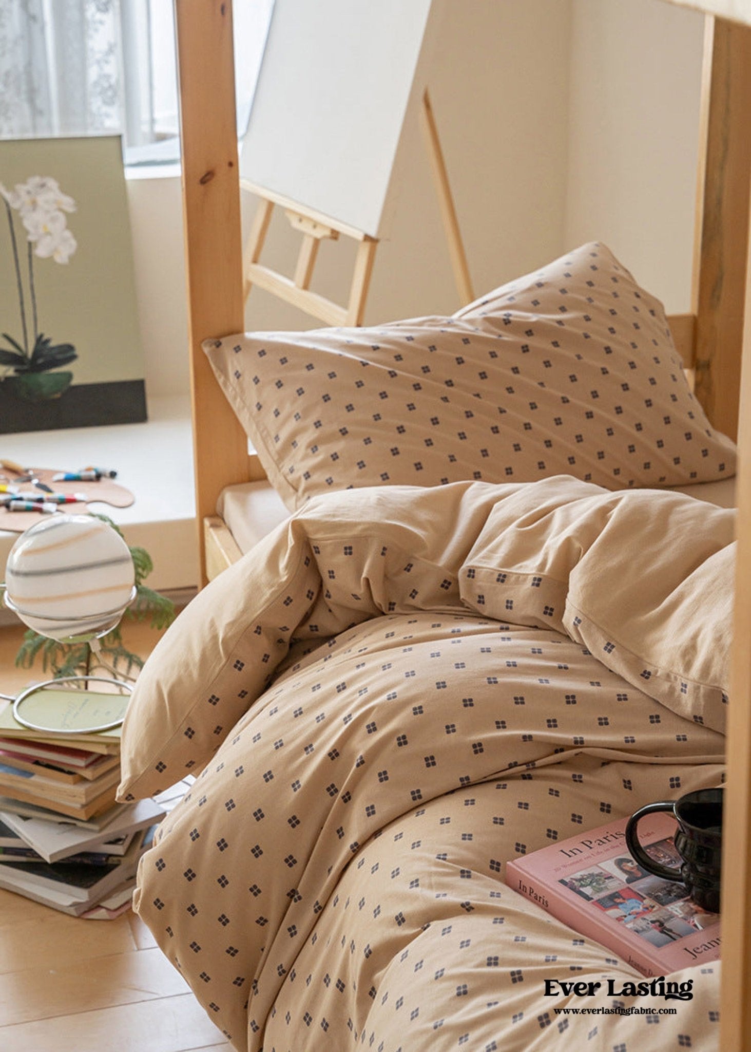 Jersey Knit Boho Twin Dorm Bedding Set / Beige Nude - Ever Lasting