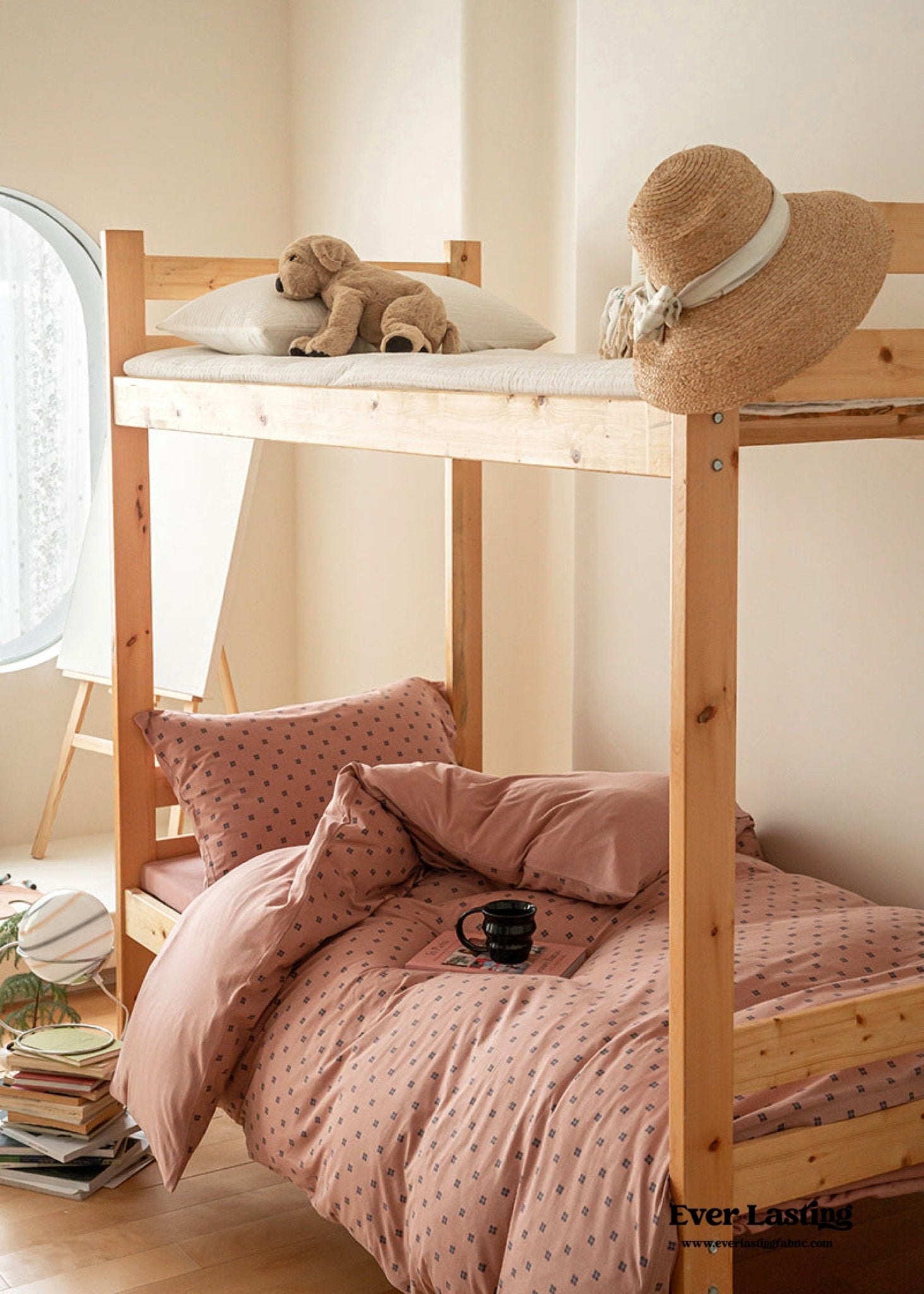 Jersey Knit Boho Twin Dorm Bedding Set / Beige Nude - Ever Lasting