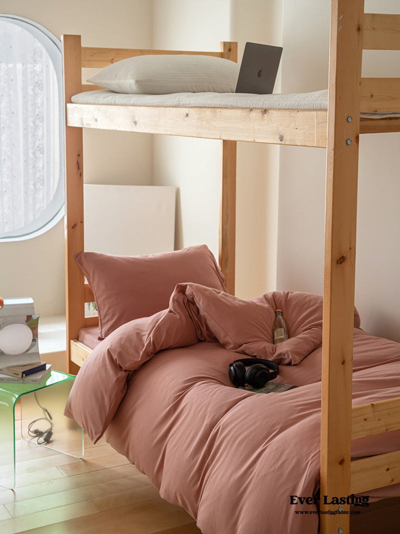 Jersey Knit Boho Twin Dorm Bedding Set / Beige Nude - Ever Lasting