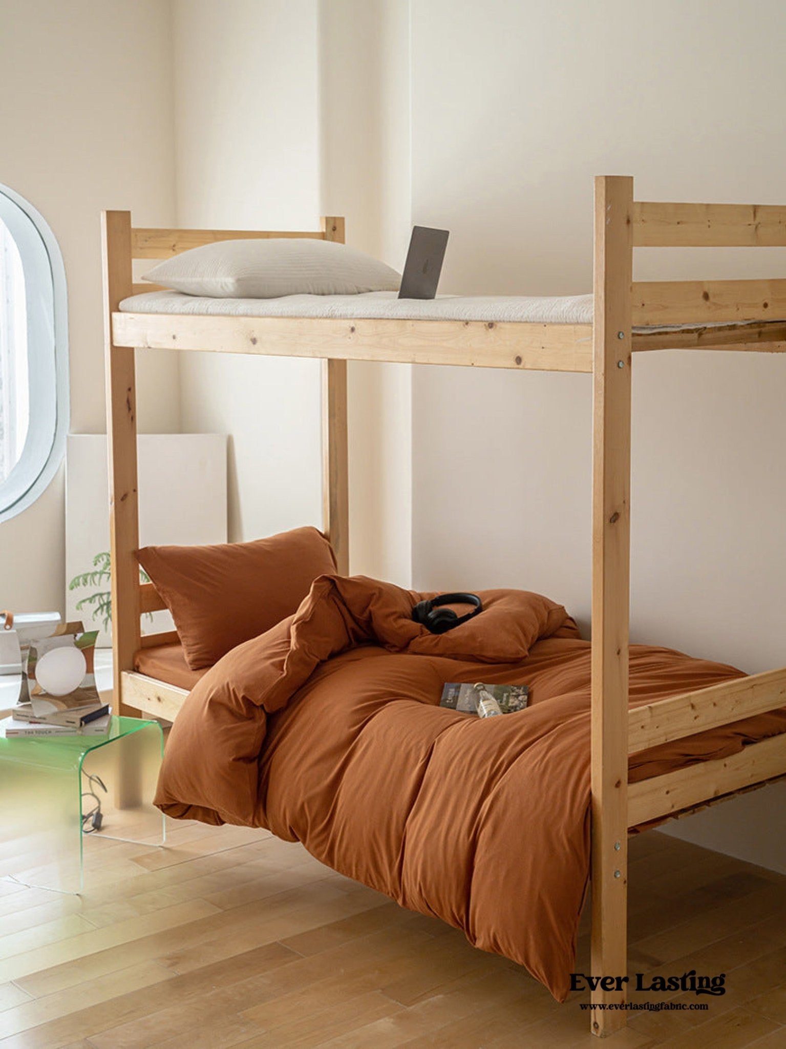 Jersey Knit Boho Twin Dorm Bedding Set / Beige Nude - Ever Lasting