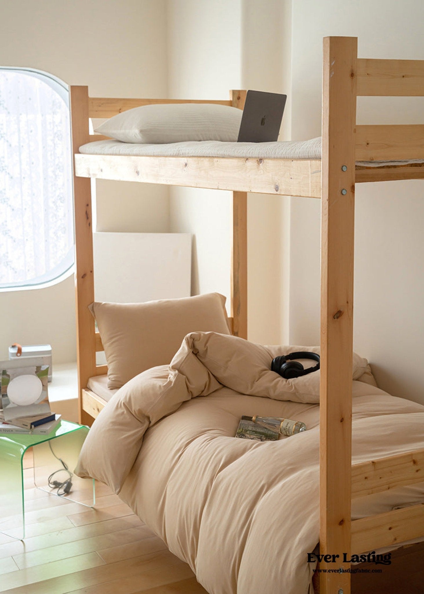 Jersey Knit Boho Twin Dorm Bedding Set / Beige Nude - Ever Lasting