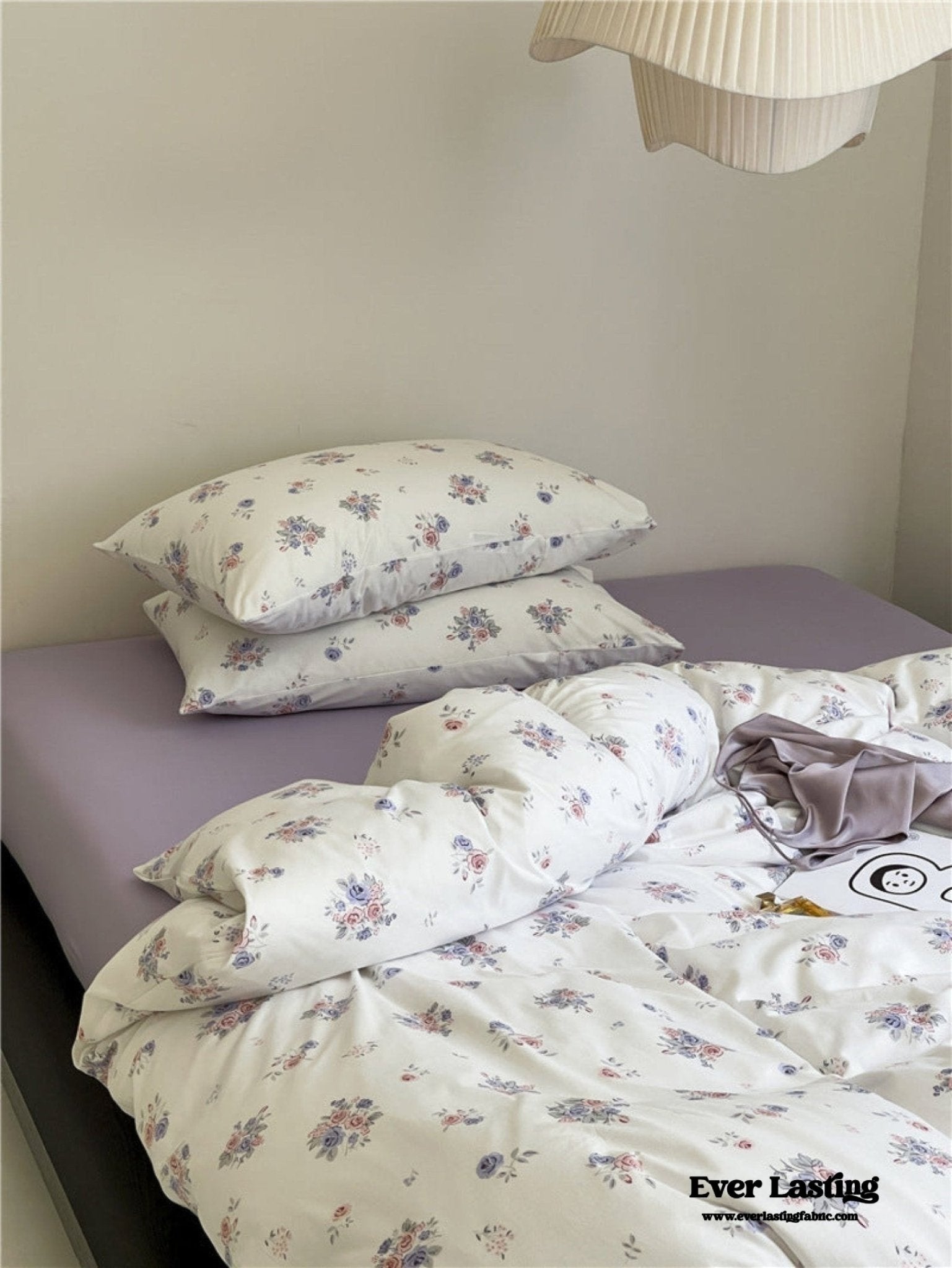 Jersey Knit Cotton Floral Bedding Set / Blueberry - Ever Lasting