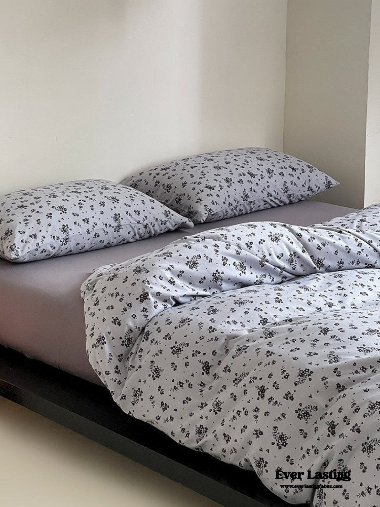 Jersey Knit Cotton Floral Bedding Set / Blueberry - Ever Lasting