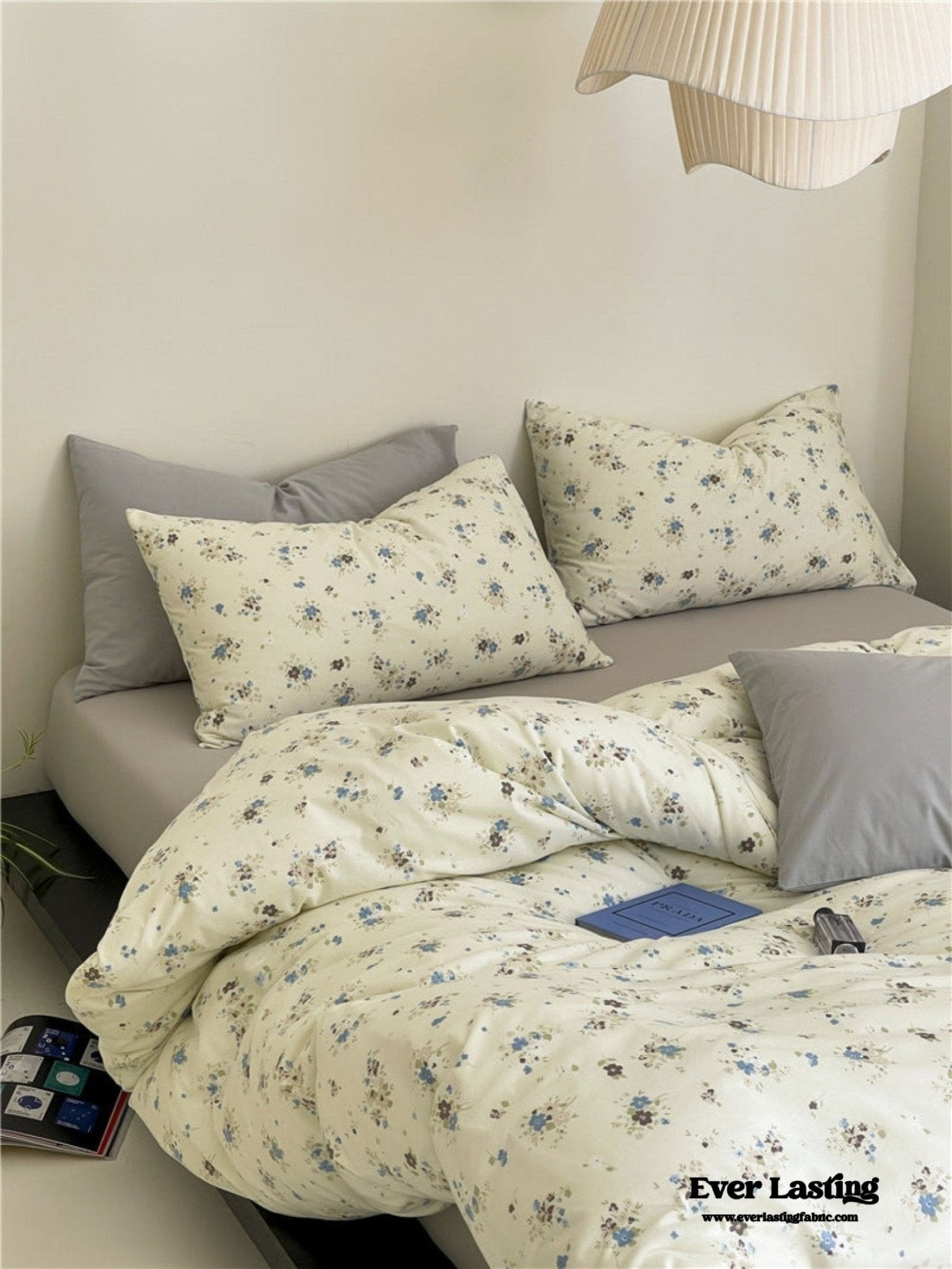 Jersey Knit Cotton Floral Bedding Set / Blueberry - Ever Lasting