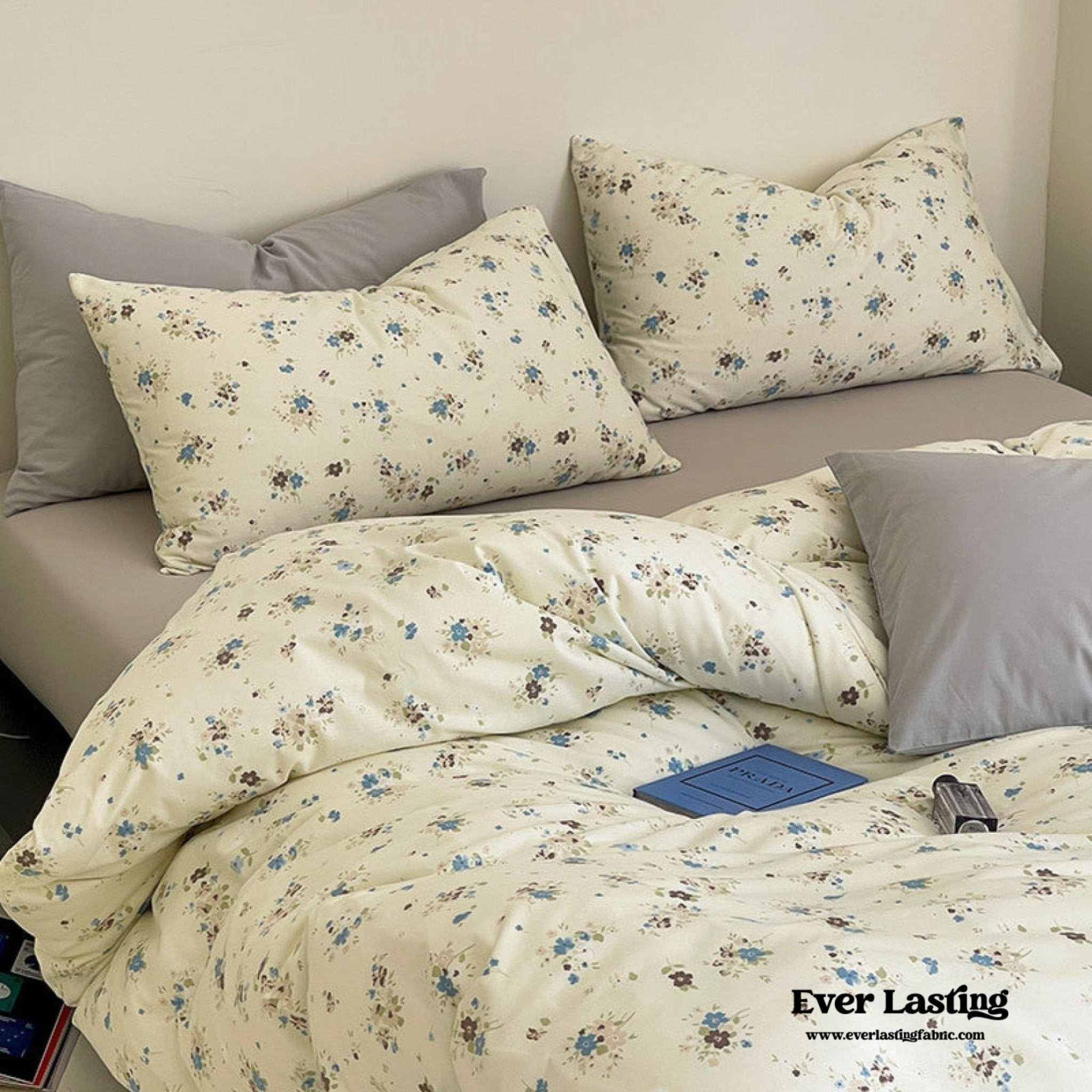 Jersey Knit Cotton Floral Bedding Set / Blueberry - Ever Lasting