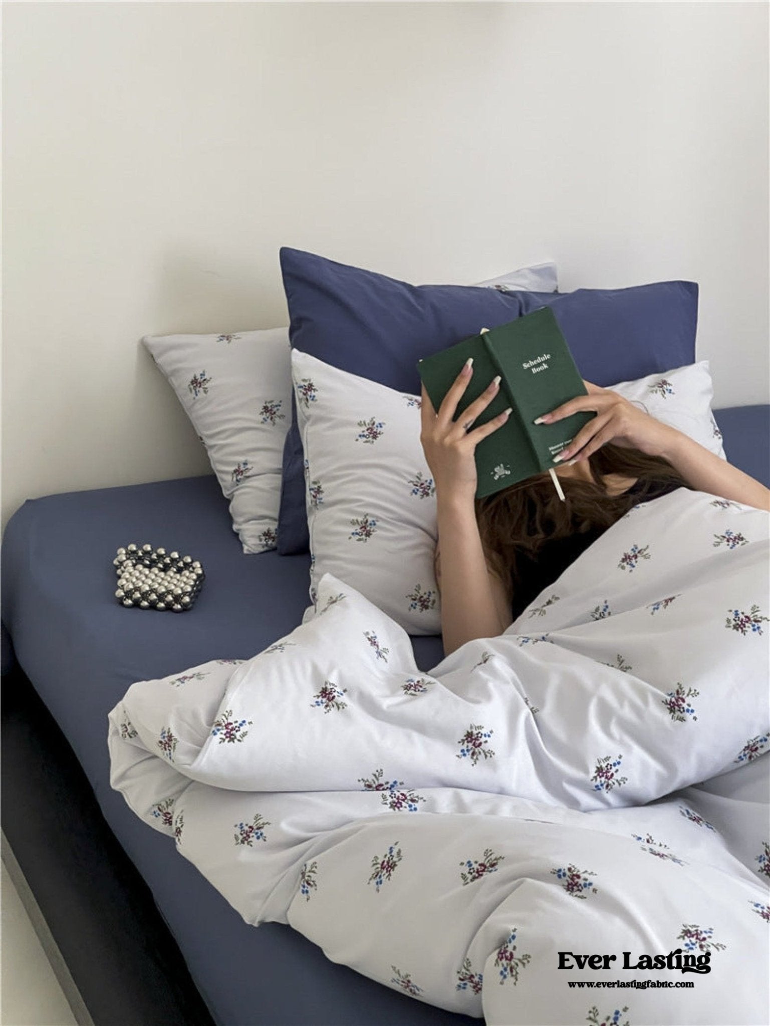 Jersey Knit Cotton Floral Bedding Set / Blueberry - Ever Lasting