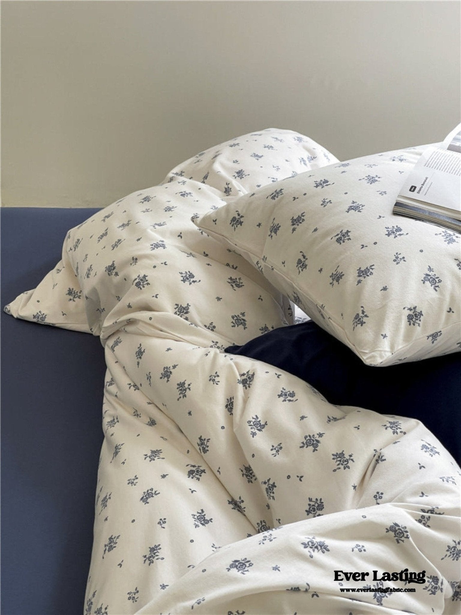 Jersey Knit Cotton Floral Bedding Set / Blueberry - Ever Lasting