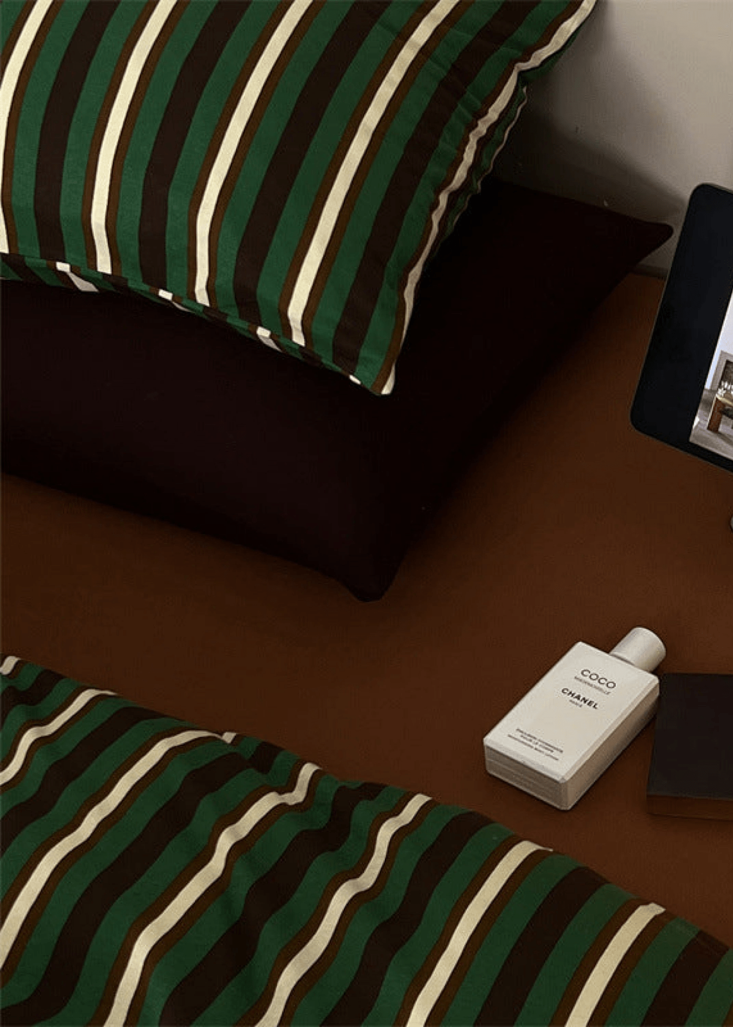 Jersey Knit Retro Stripe Bedding Set / Blue + Burgundy - Ever Lasting