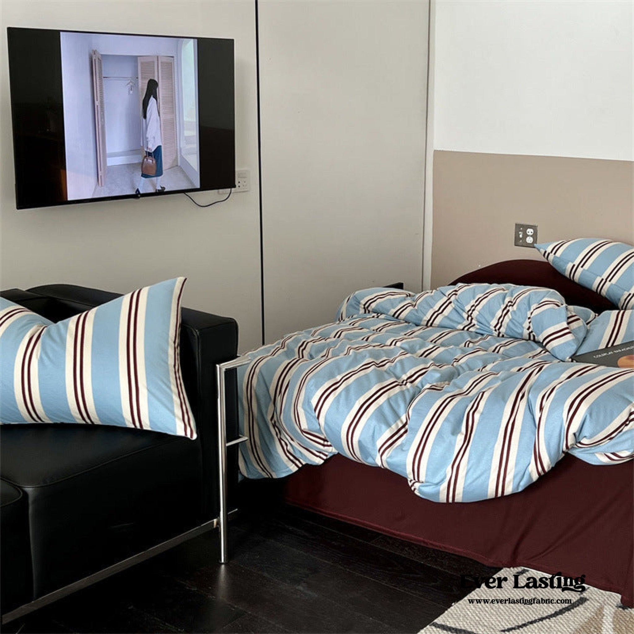 Jersey Knit Retro Stripe Bedding Set / Green + Brown - Ever Lasting