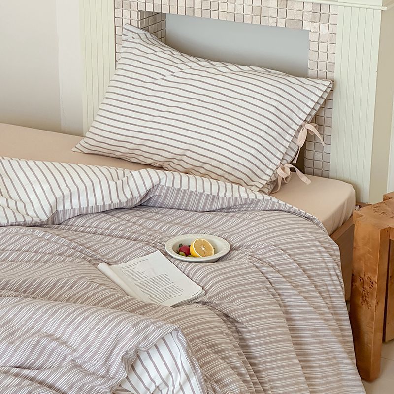 Josie Bow Tied Stripe Pillowcases / Cream - Ever Lasting