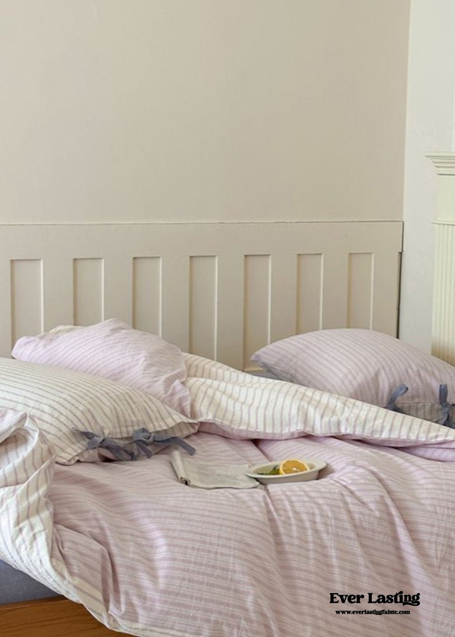 Josie Bow Tied Striped Bedding Set / Blue - Ever Lasting