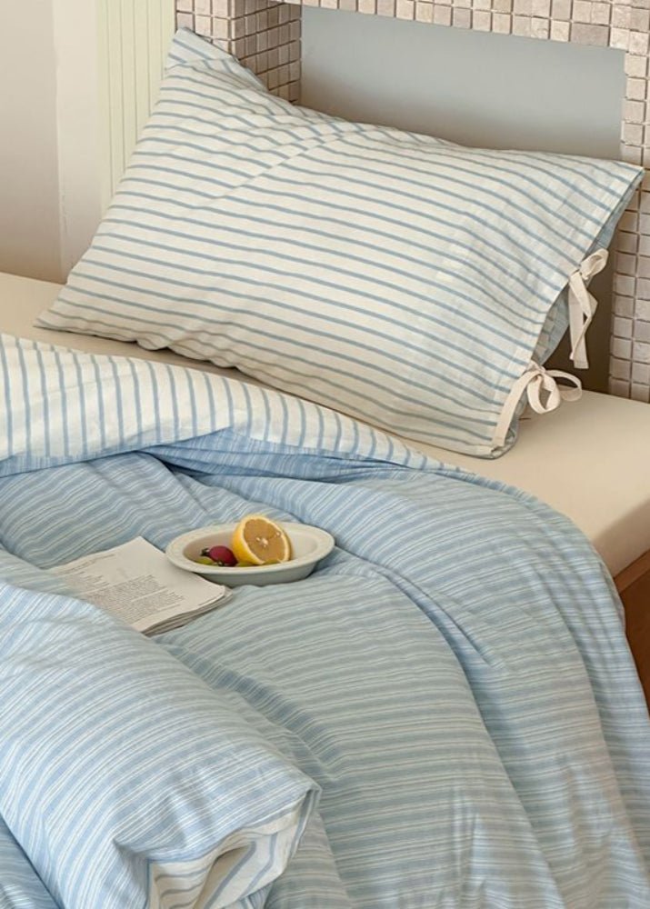 Josie Bow Tied Striped Bedding Set / Cream - Ever Lasting