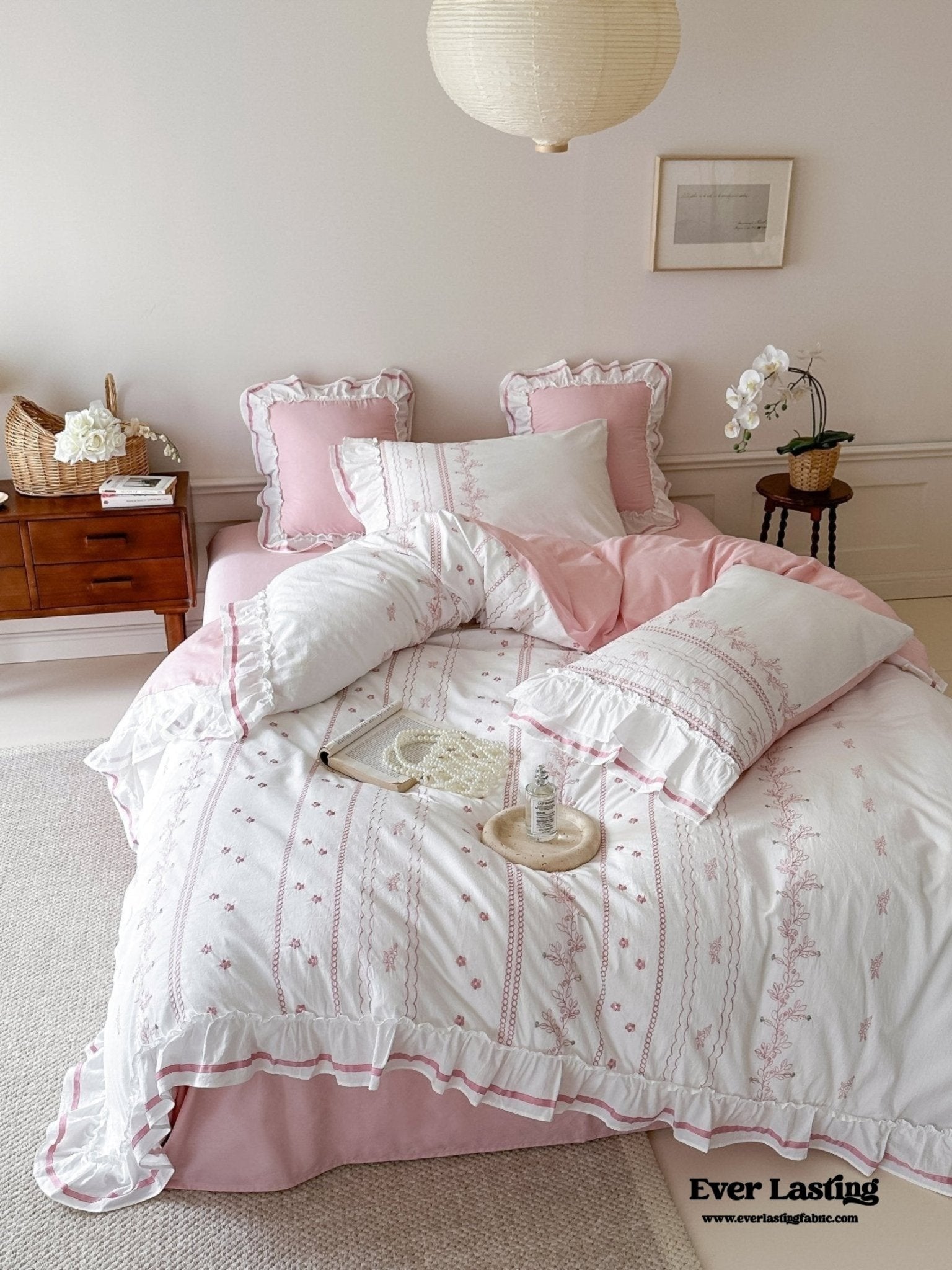 Large Pink Ruffle Square Pillowcase - Ever Lasting