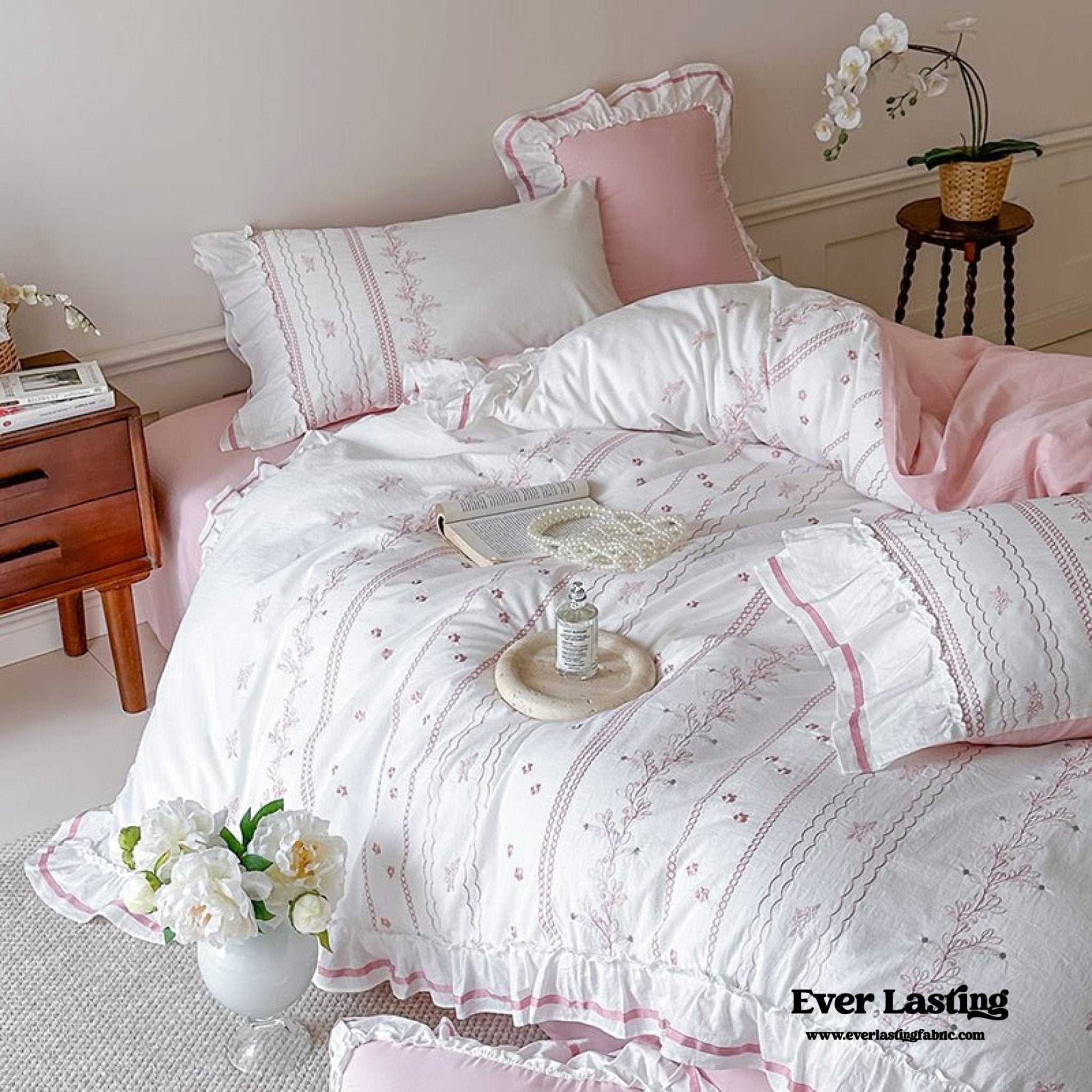 Large Pink Ruffle Square Pillowcase - Ever Lasting