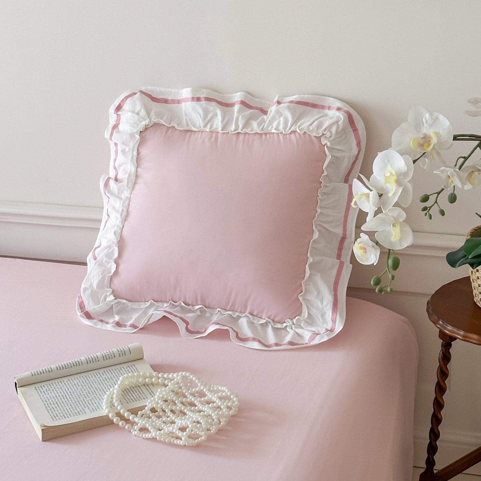 Large Pink Ruffle Square Pillowcase - Ever Lasting