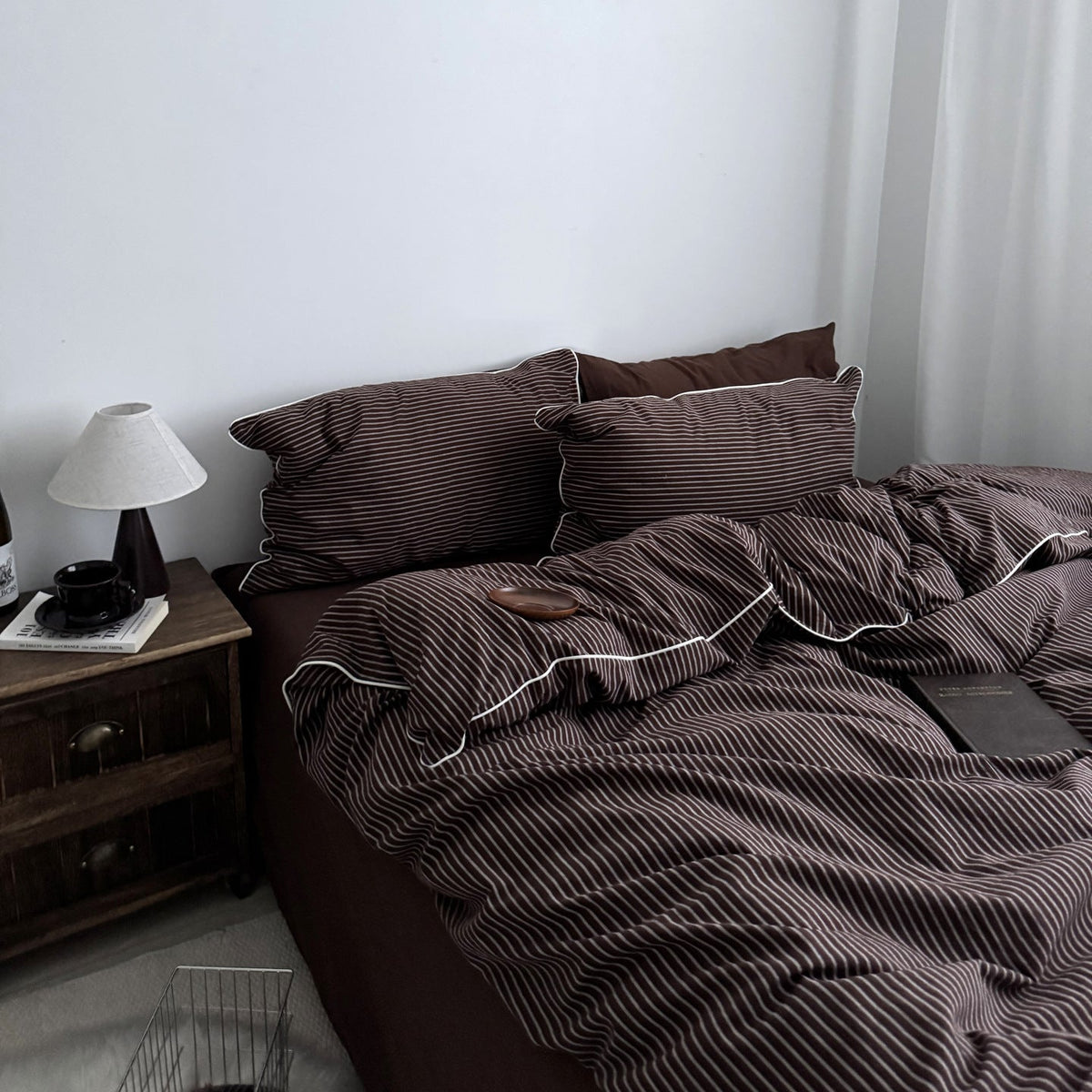 -Ever Lasting - Lark Striped Bedding Set / Brown -Bedding Set -Ever Lasting