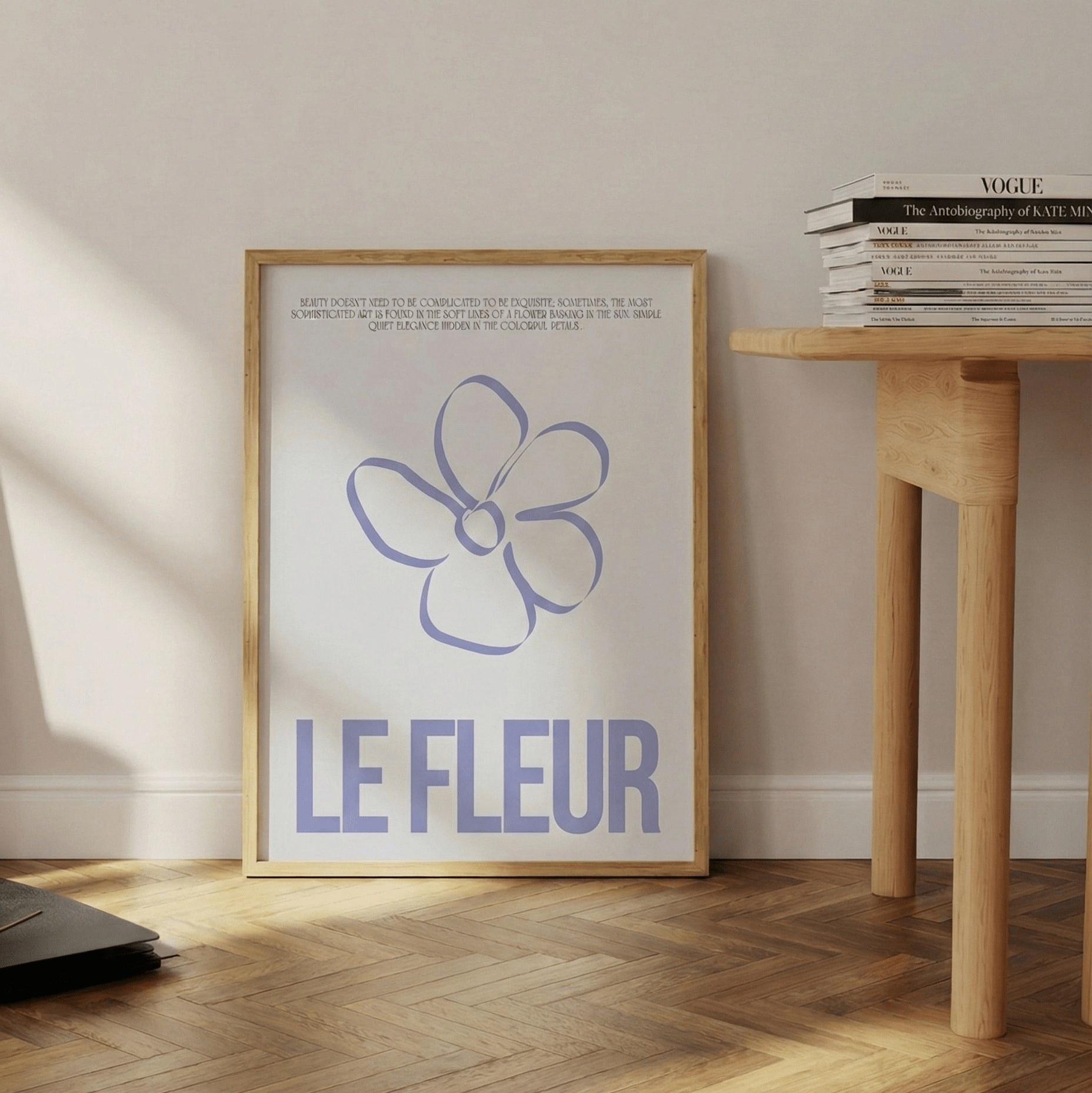 - Ever Lasting - Le Fleur - Minimal Floral Line Art Wall Poster in Soft Lavender Tones - Ever Lasting