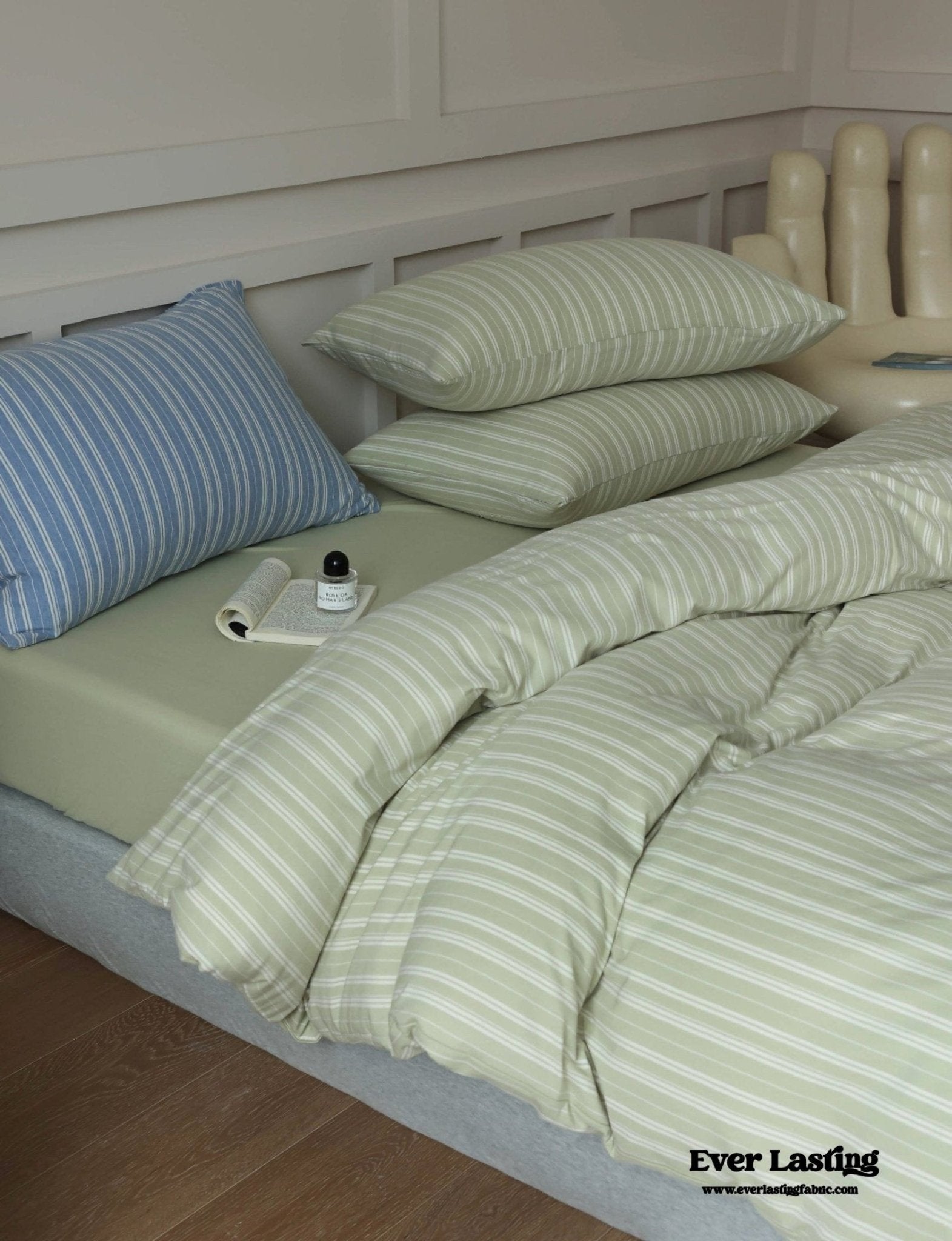 Leo Striped Jersey Knit Cotton Bedding Set / Blue - Ever Lasting