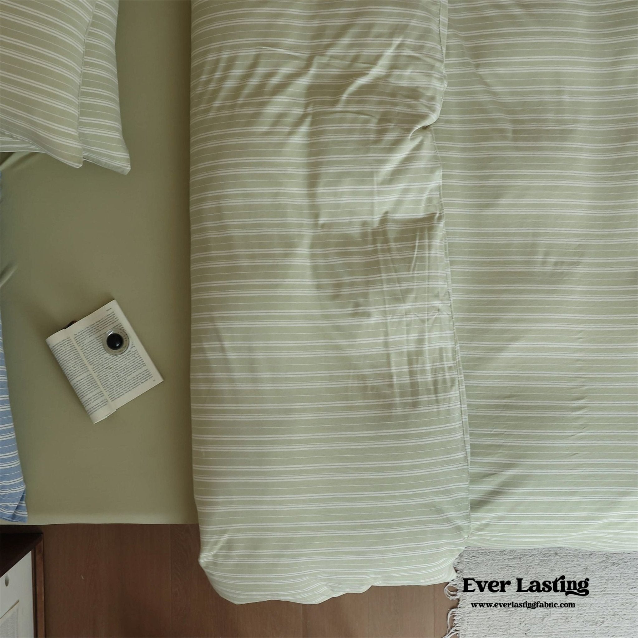 Leo Striped Jersey Knit Cotton Bedding Set / Green - Ever Lasting