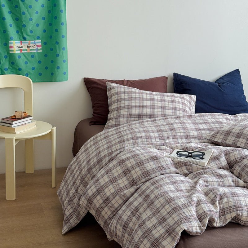 - Ever Lasting - Levi Gingham Bedding Set / Beige - Bedding Set - Ever Lasting