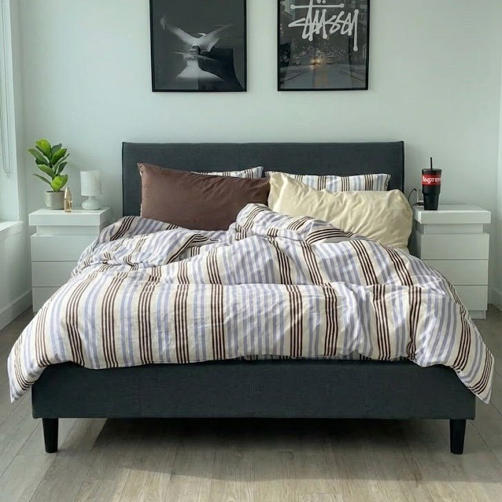 - Ever Lasting - Liam Striped Bedding Set / Beige - Bedding Set - Ever Lasting