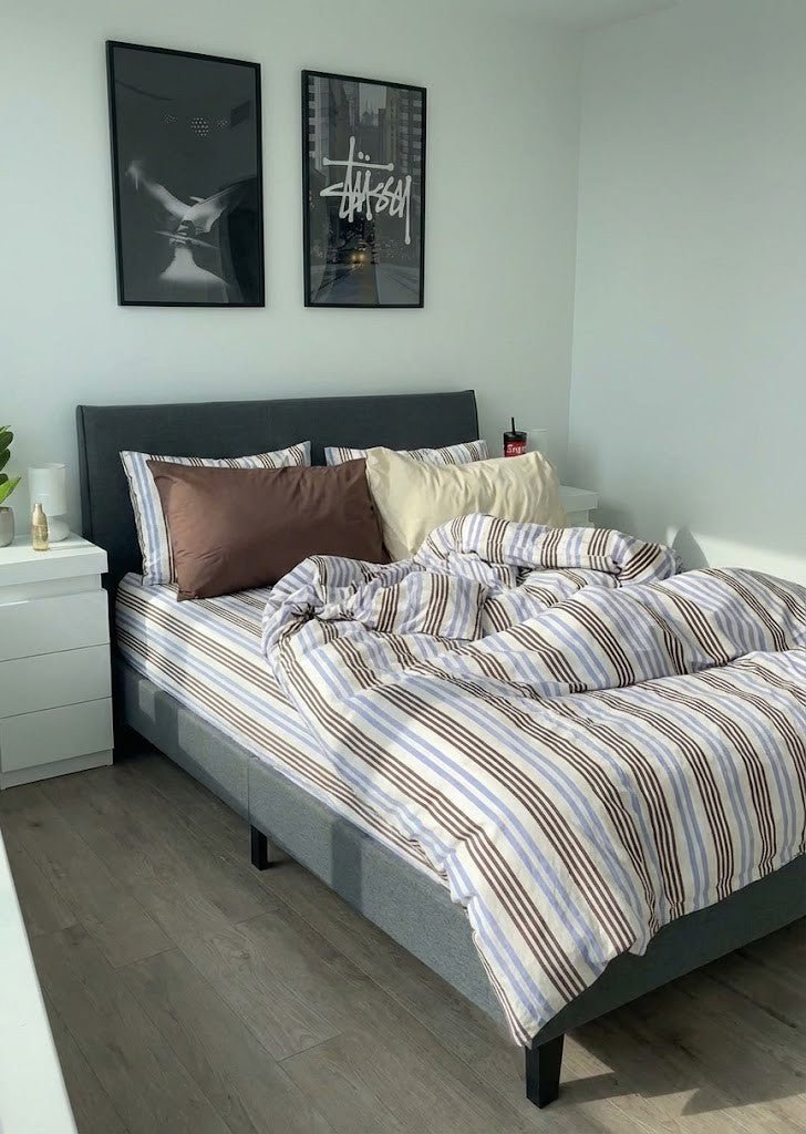 - Ever Lasting - Liam Striped Bedding Set / Beige - Bedding Set - Ever Lasting