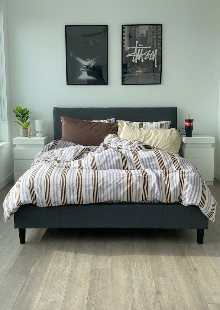 - Ever Lasting - Liam Striped Bedding Set / Beige - Bedding Set - Ever Lasting