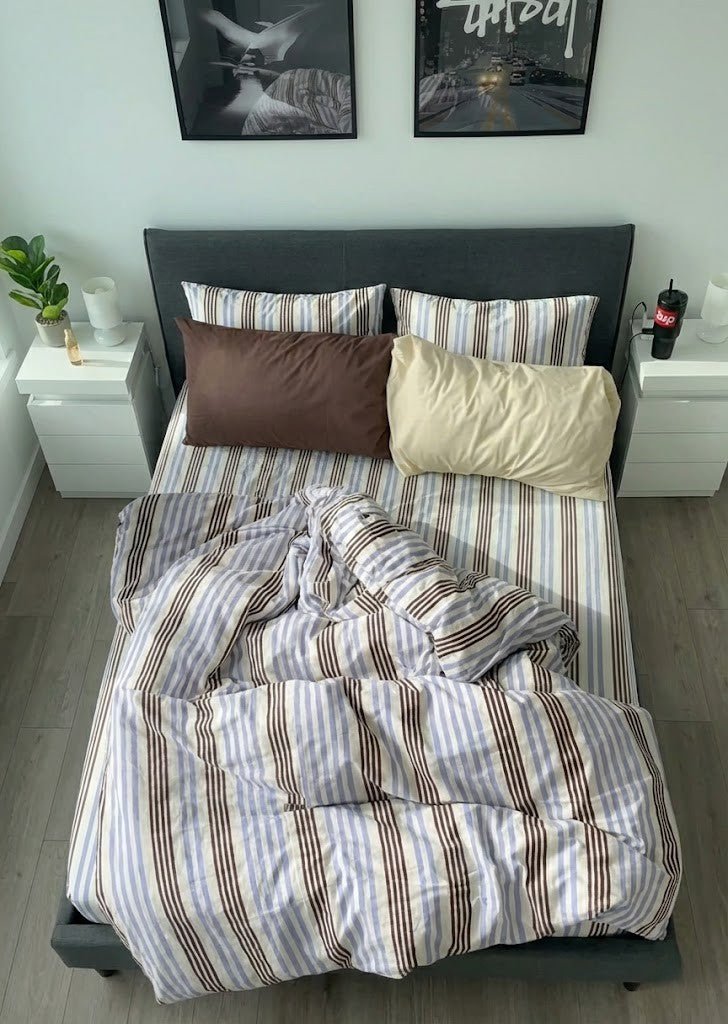 - Ever Lasting - Liam Striped Bedding Set / Beige - Bedding Set - Ever Lasting