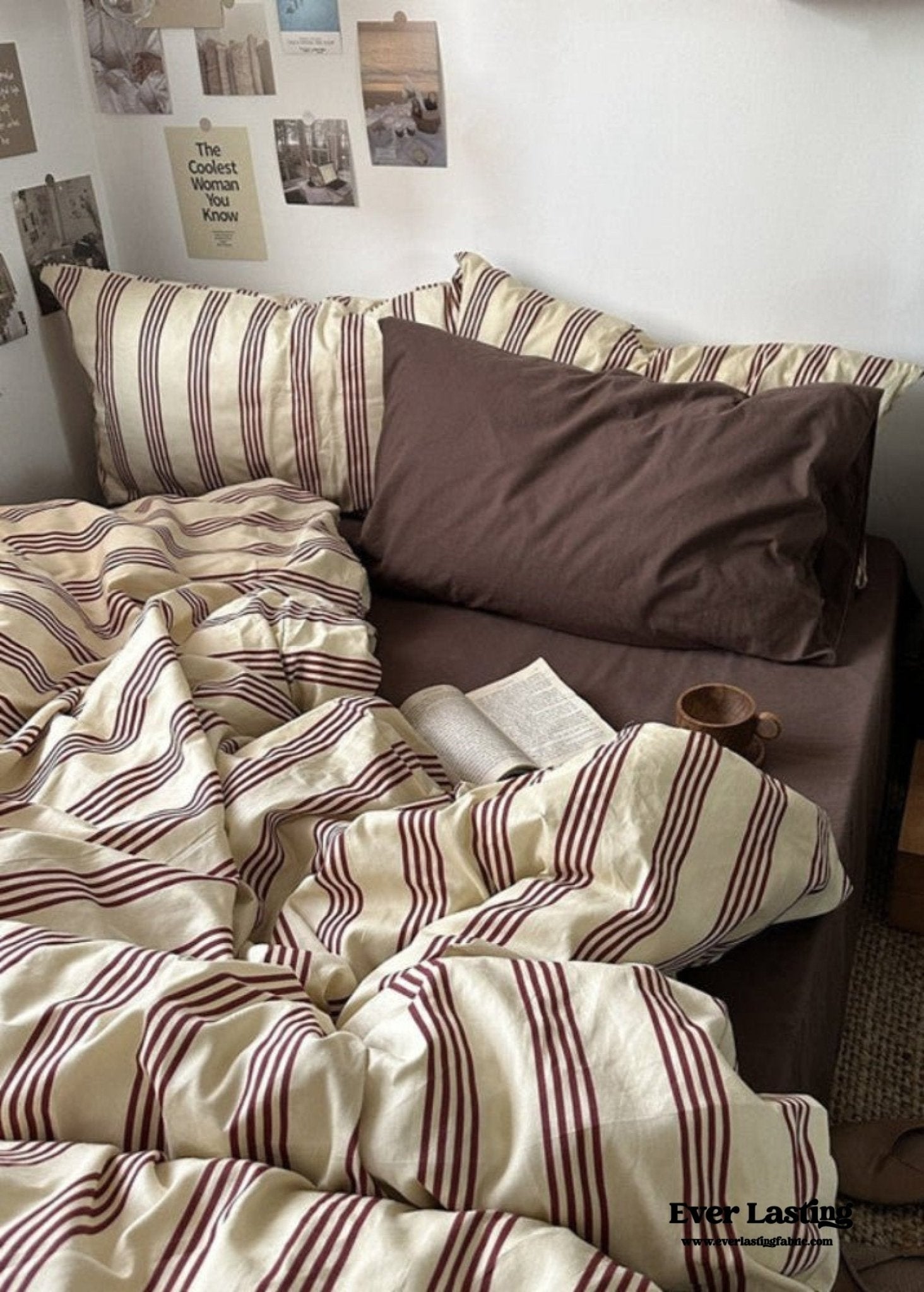 Liam Striped Bedding Set / Brown - Ever Lasting