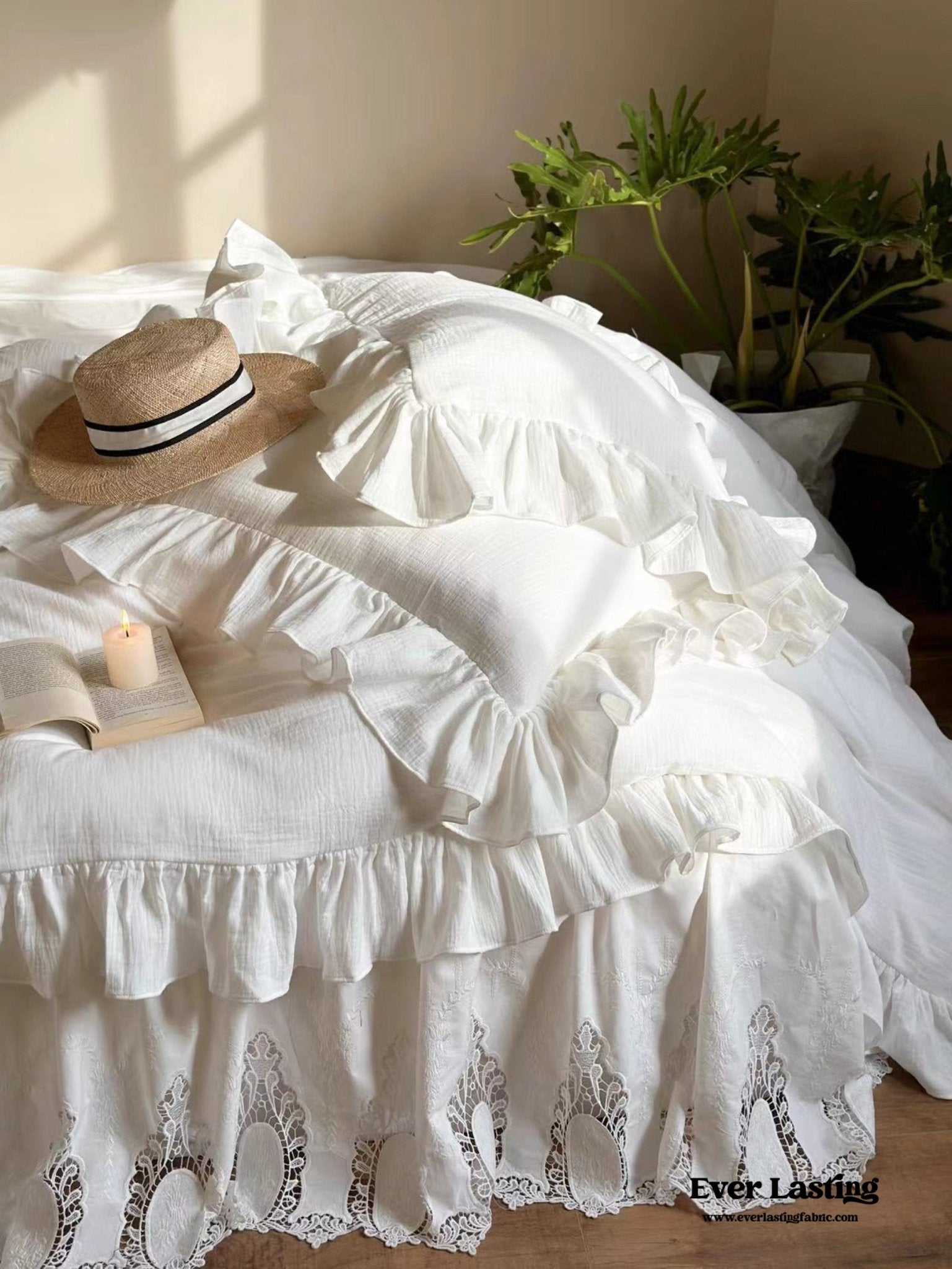 Liliane Elegant Ruffle Double Gauze Bedding Bundle - Ever Lasting