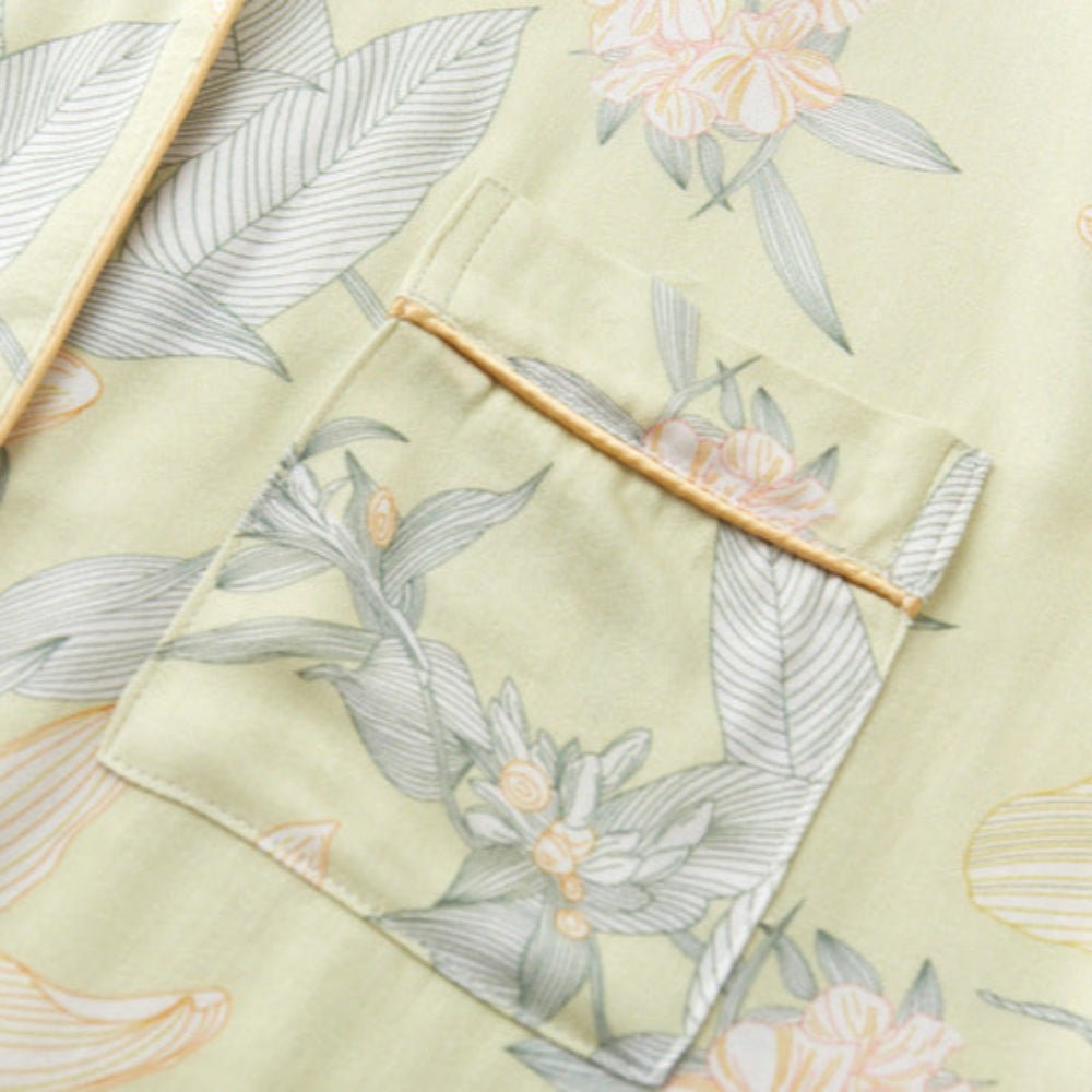 Lillian Lapel Collar & Button Front Floral Pajama Set / Long - Sleeve & Long - Pant - Ever Lasting