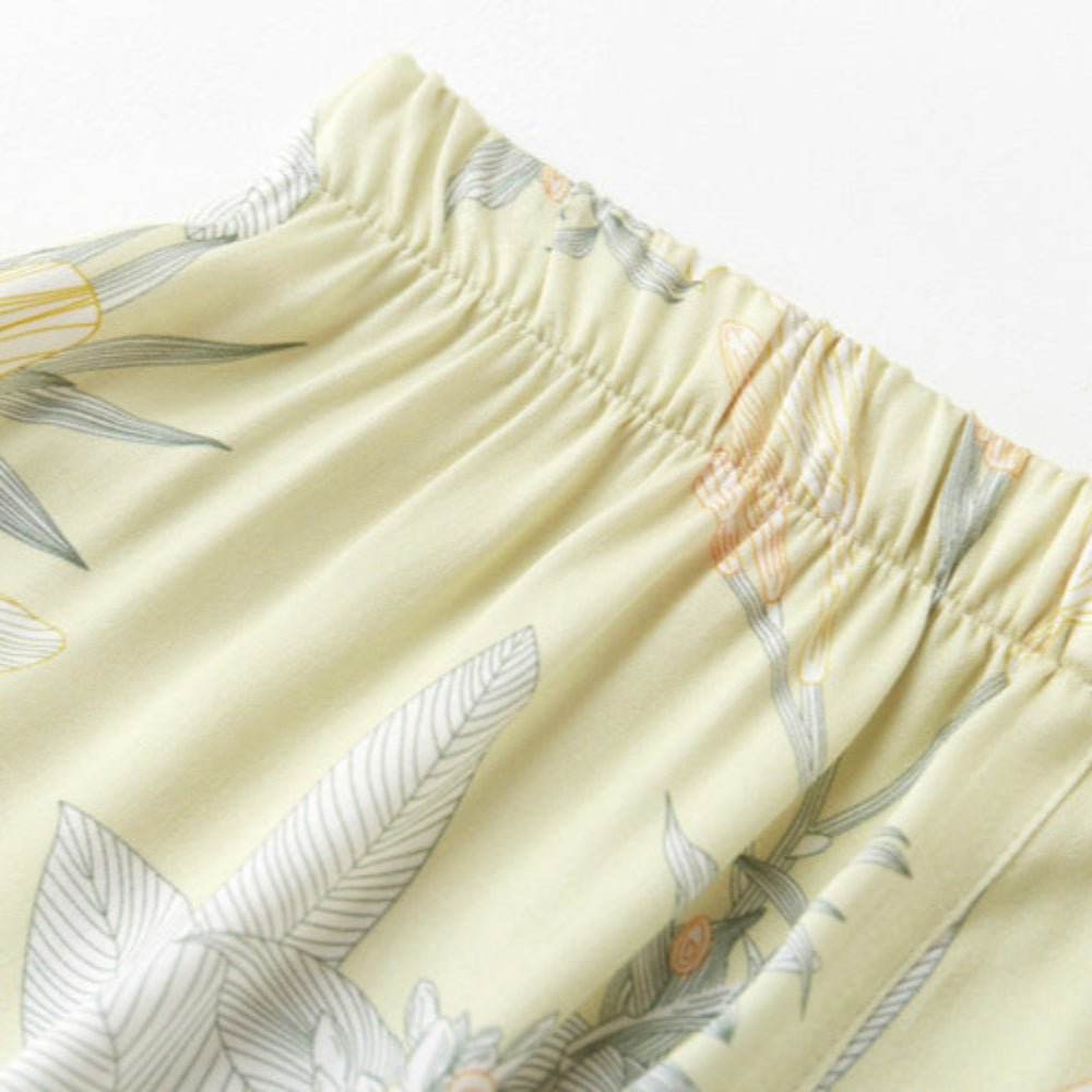 Lillian Lapel Collar & Button Front Floral Pajama Set / Long - Sleeve & Long - Pant - Ever Lasting