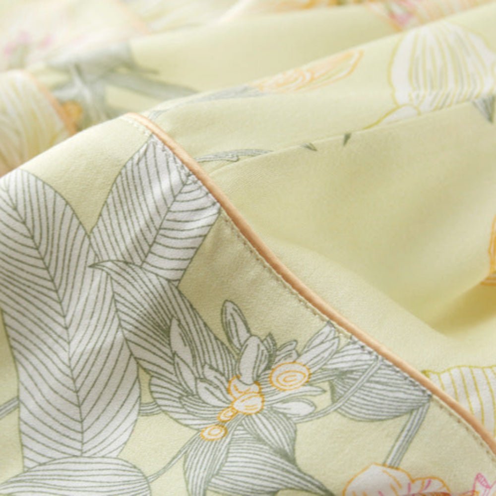 Lillian Lapel Collar & Button Front Floral Pajama Set / Long - Sleeve & Long - Pant - Ever Lasting