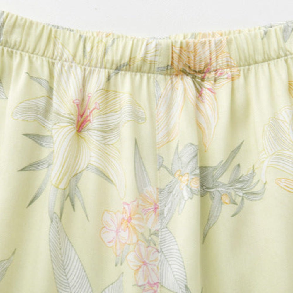 Lillian Lapel Collar & Button Front Floral Pajama Set / Long - Sleeve & Long - Pant - Ever Lasting