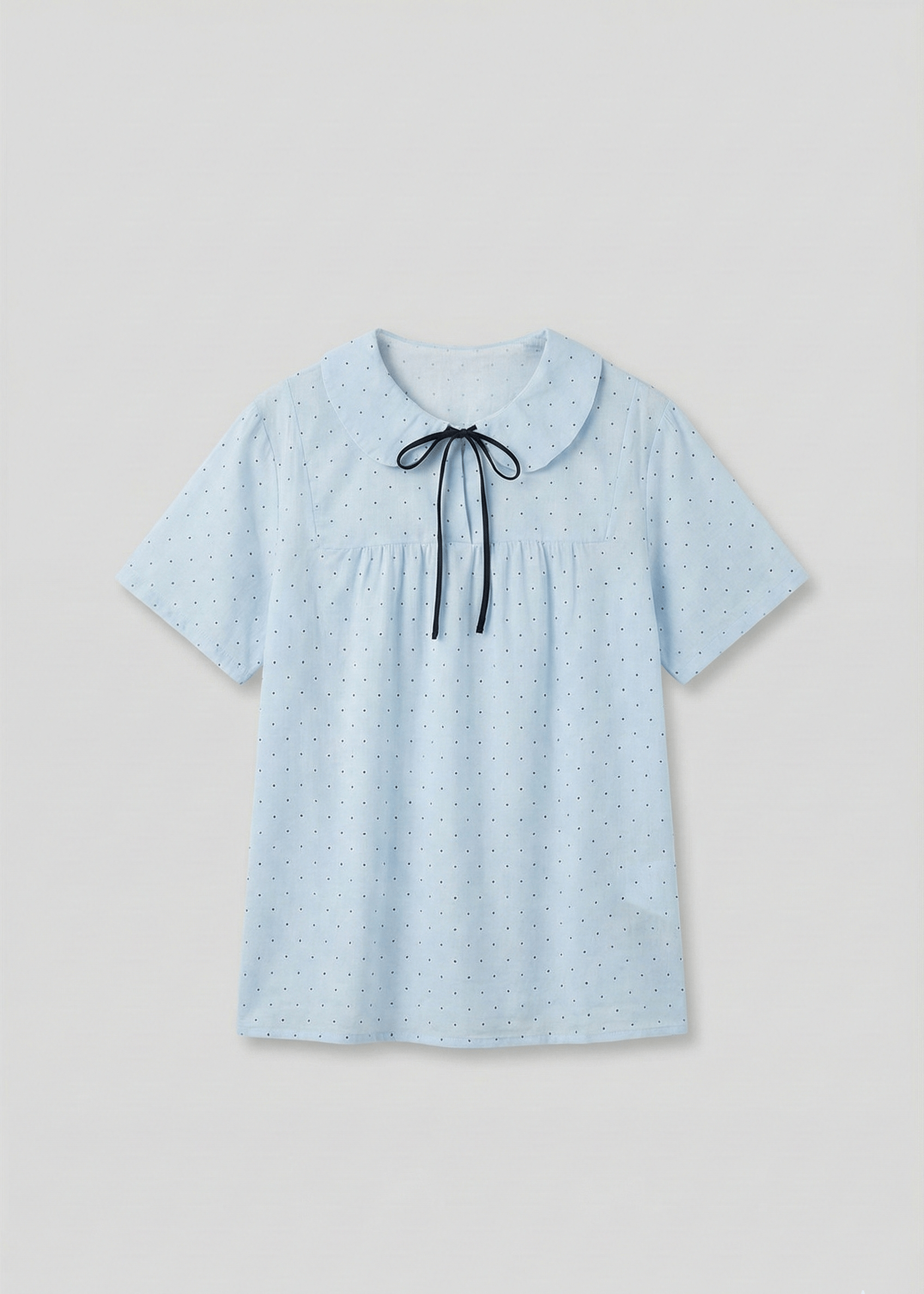 - Ever Lasting - Lina Double Gauze Polka Dot Lounge Set / Soft Water Blue (Short Sleeve & Shorts) - Pajamas - Ever Lasting
