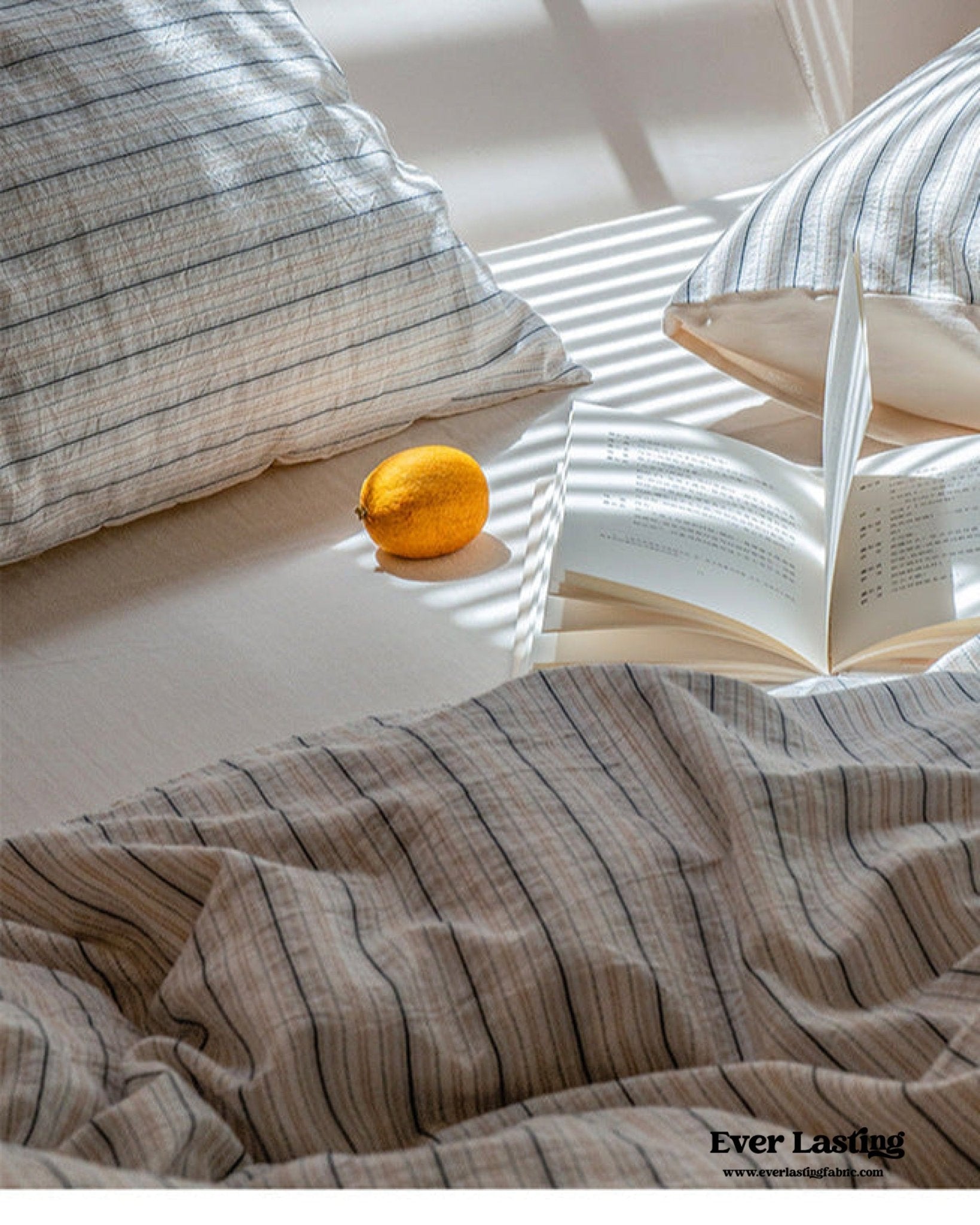 Lina Minimalist White Striped Bedding Bundle - Ever Lasting