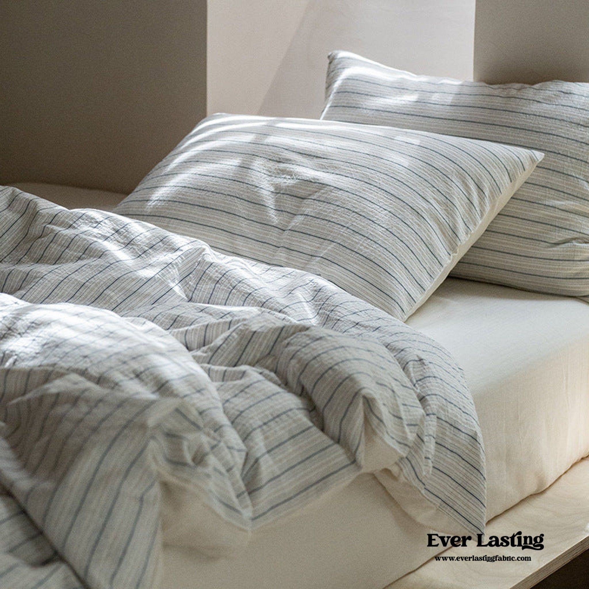 Lina Minimalist White Striped Bedding Set - Ever Lasting